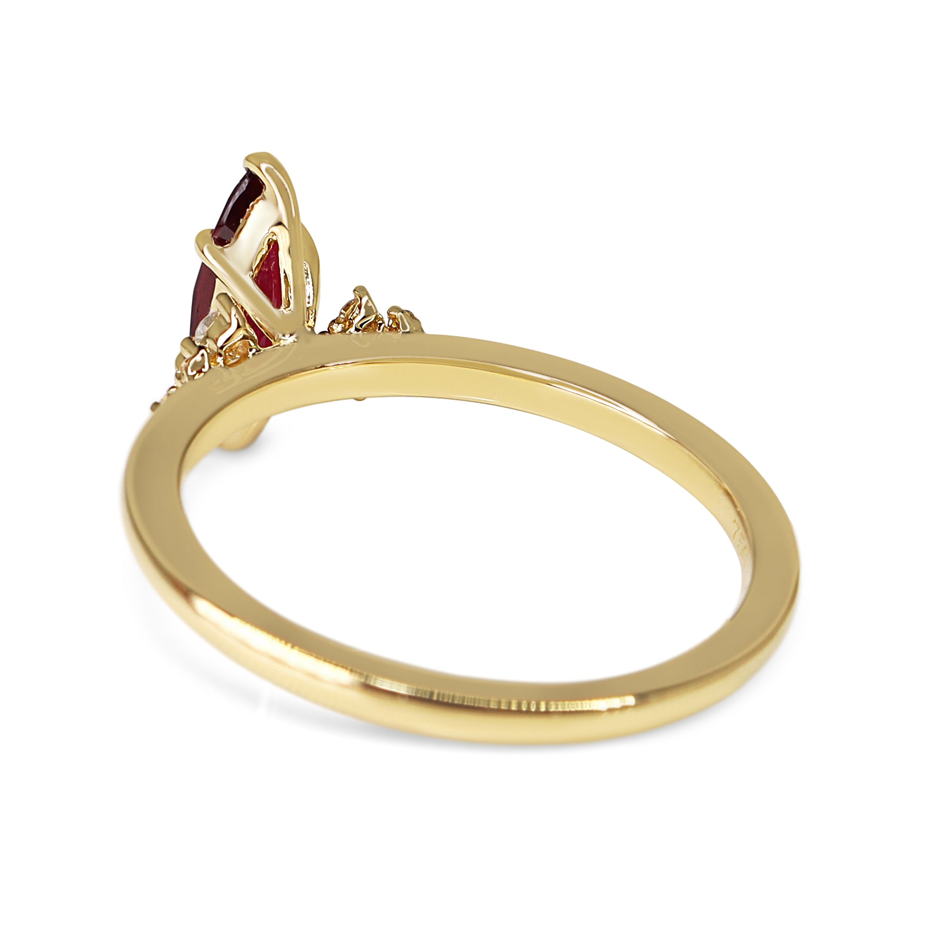 18ct Yellow Gold Marquise Ruby and Diamond Ring