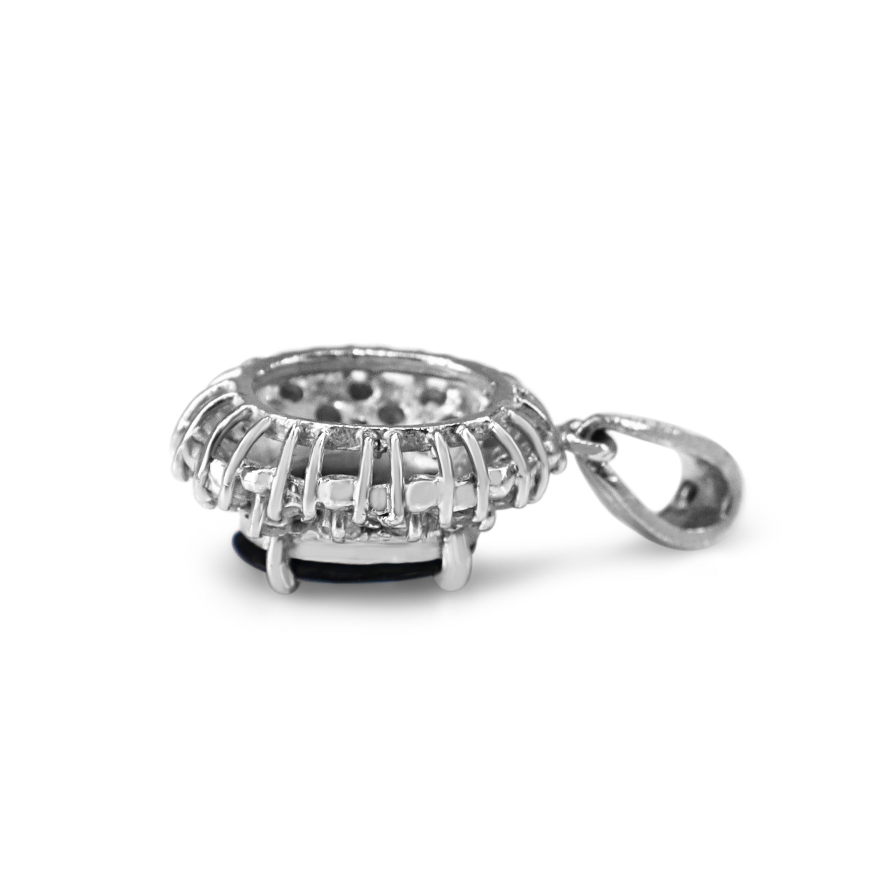 Platinum Sapphire and Diamond Halo Necklace