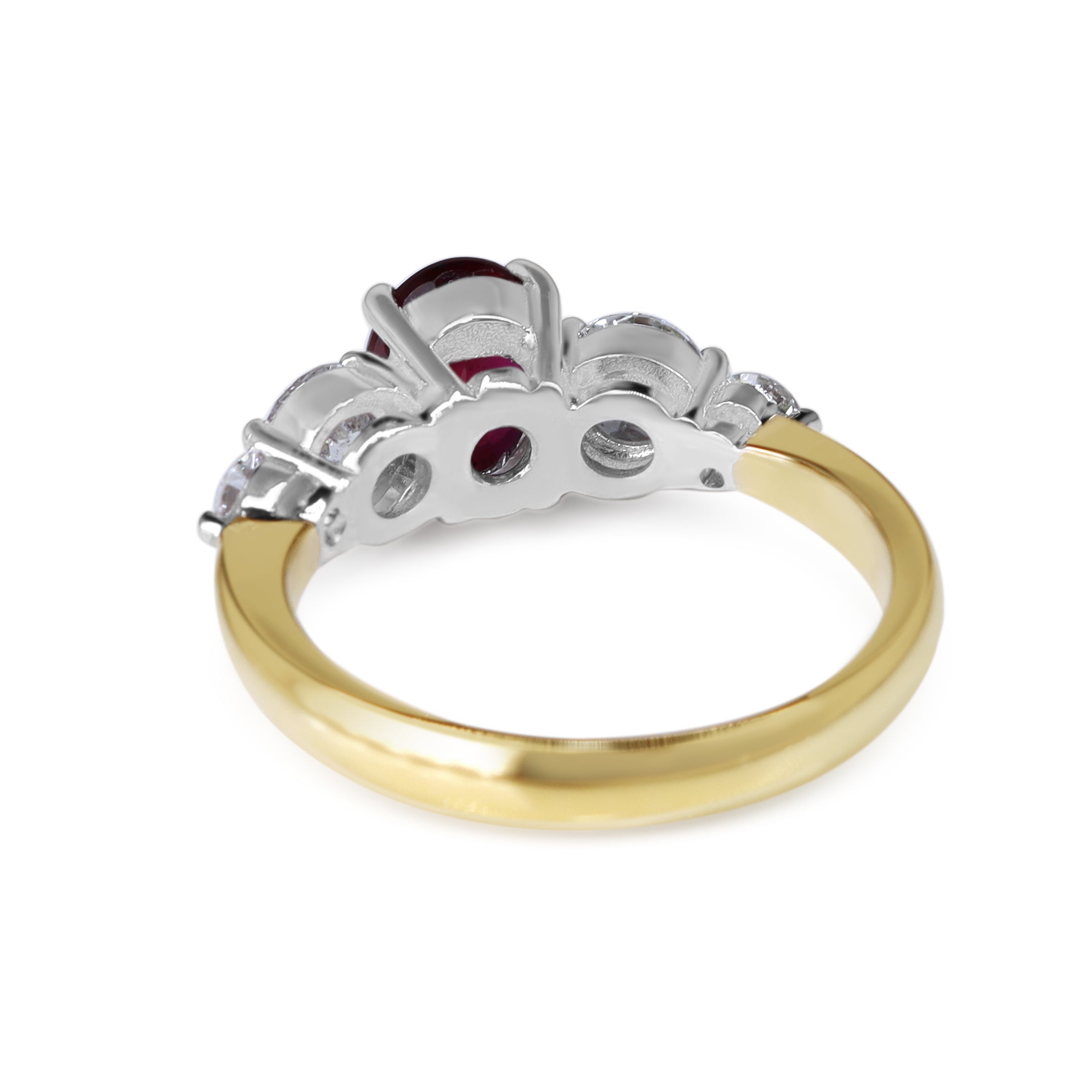 18ct Yellow and White Gold Ruby and Diamond 5 Stone Ring