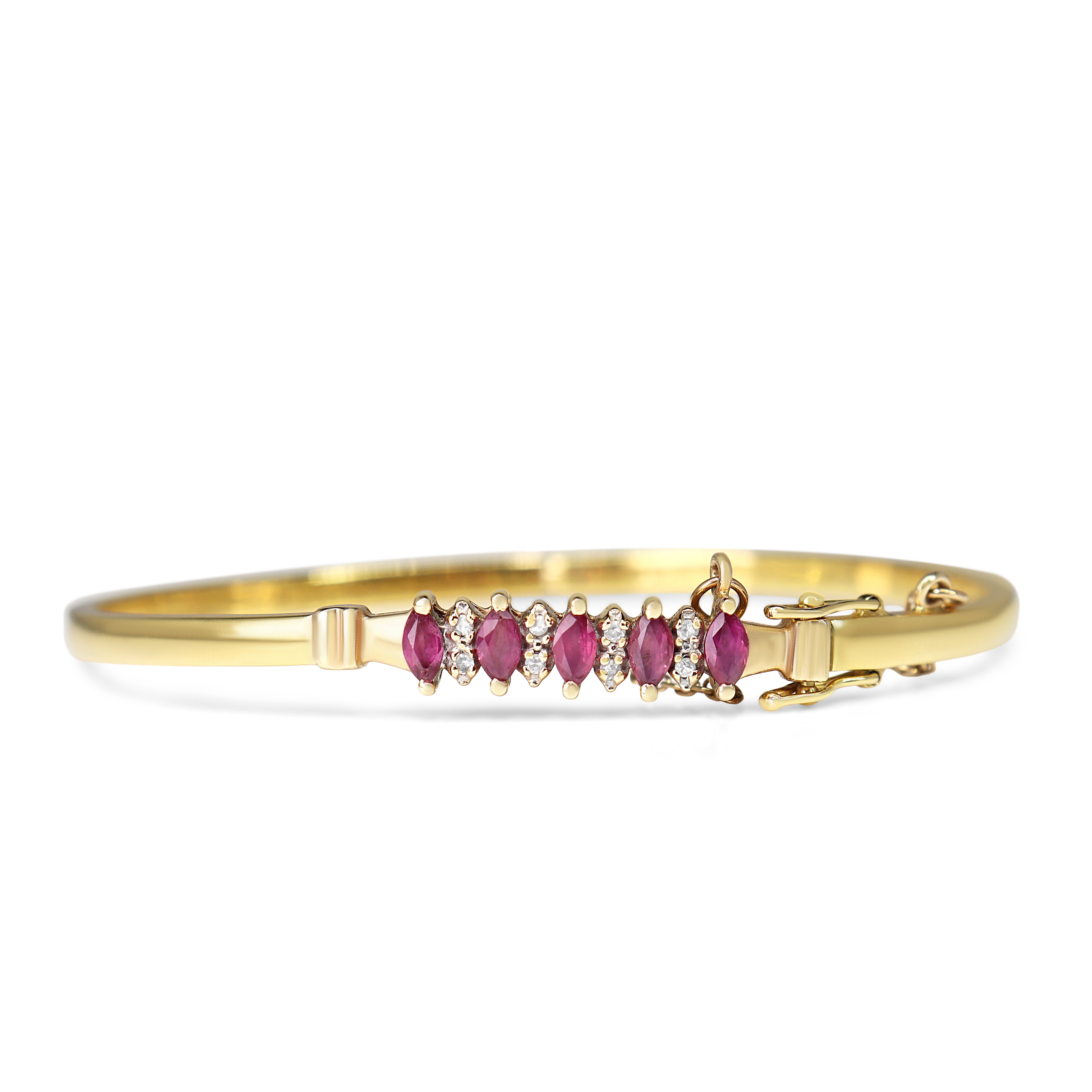 18ct Yellow Gold Ruby and Diamond Bangle