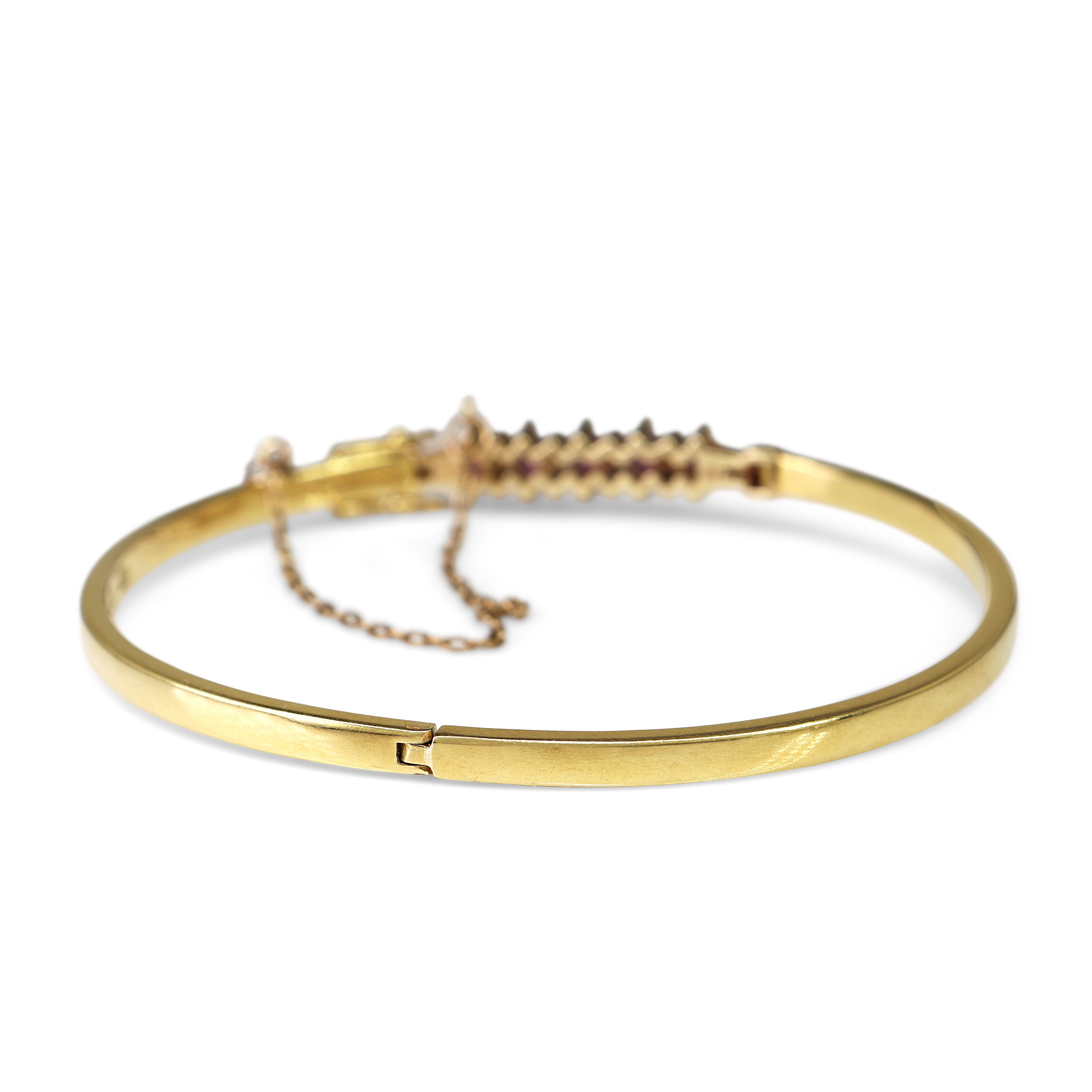 18ct Yellow Gold Ruby and Diamond Bangle