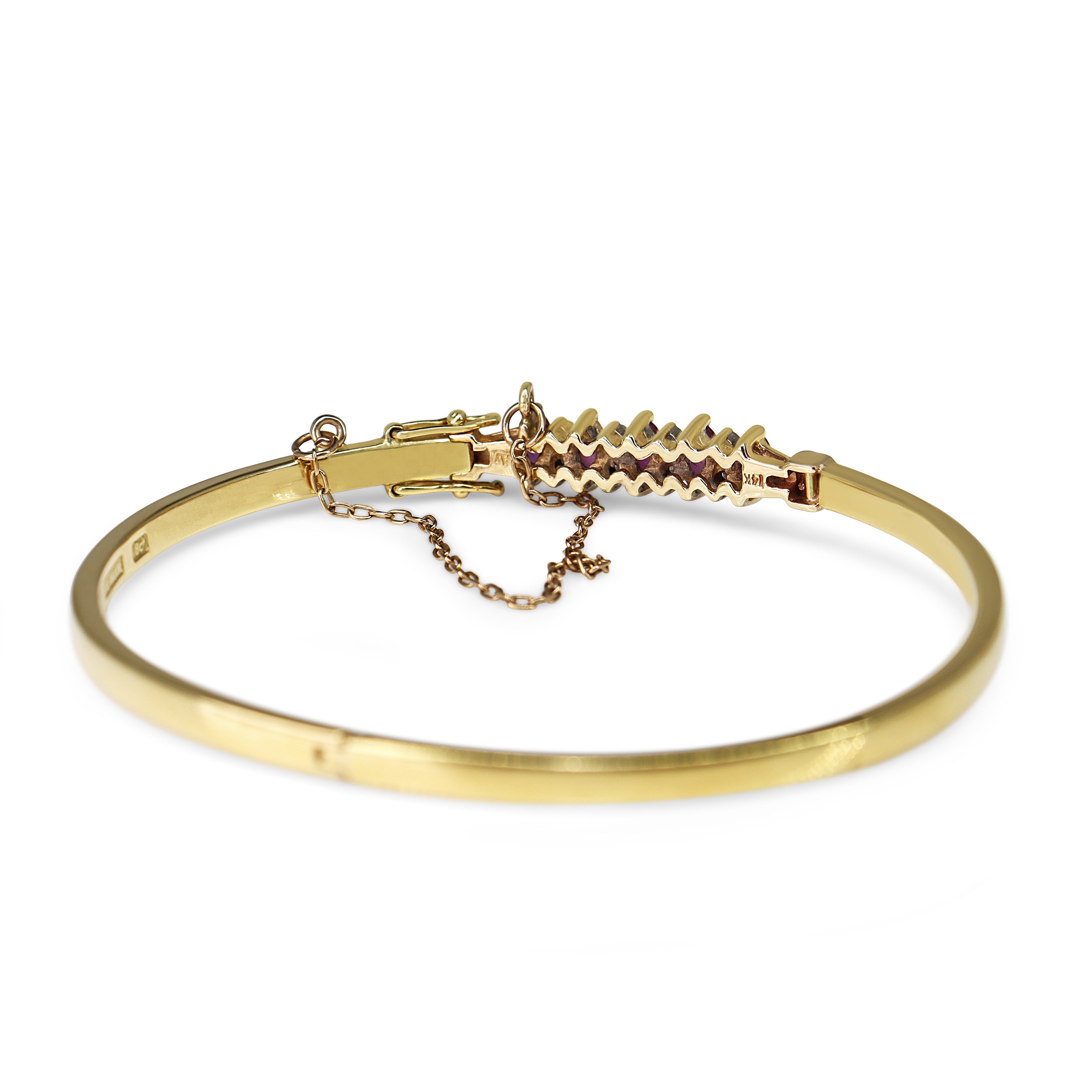 18ct Yellow Gold Ruby and Diamond Bangle