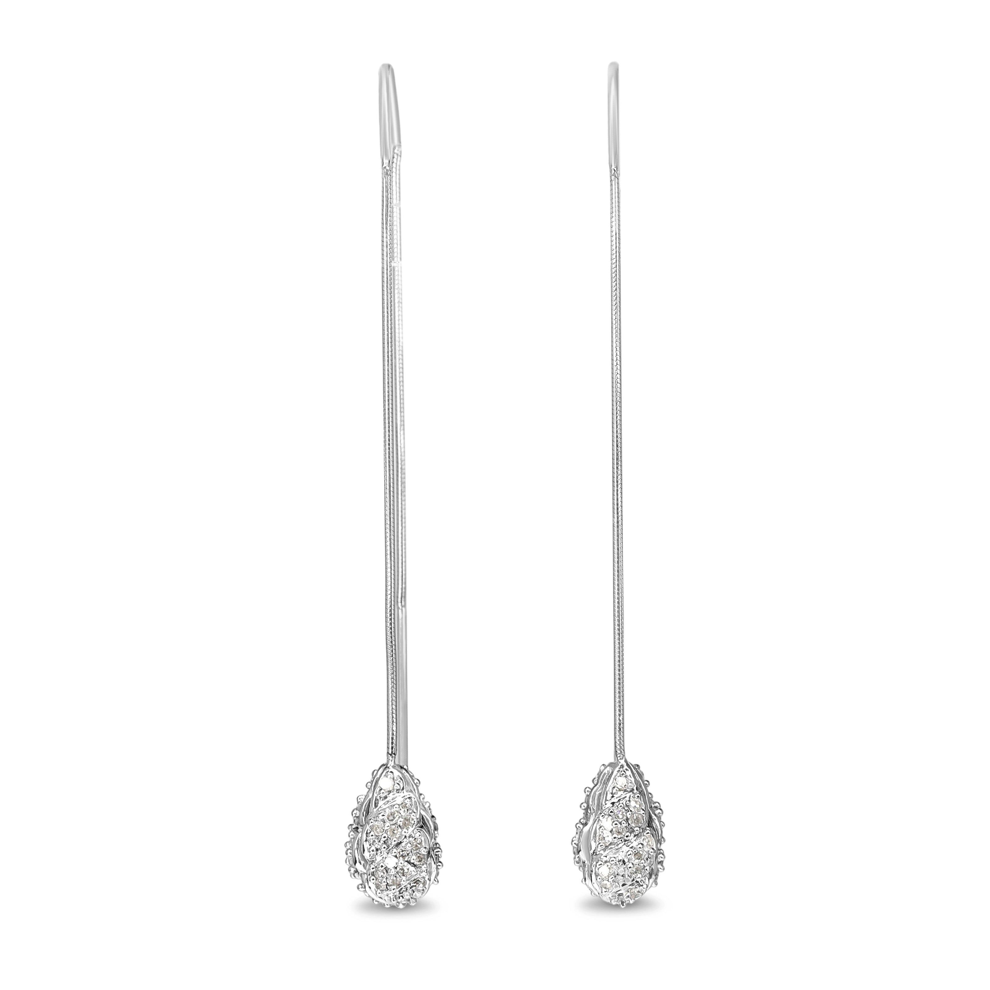 10ct White Gold Diamond Drop Pavé Style Earrings
