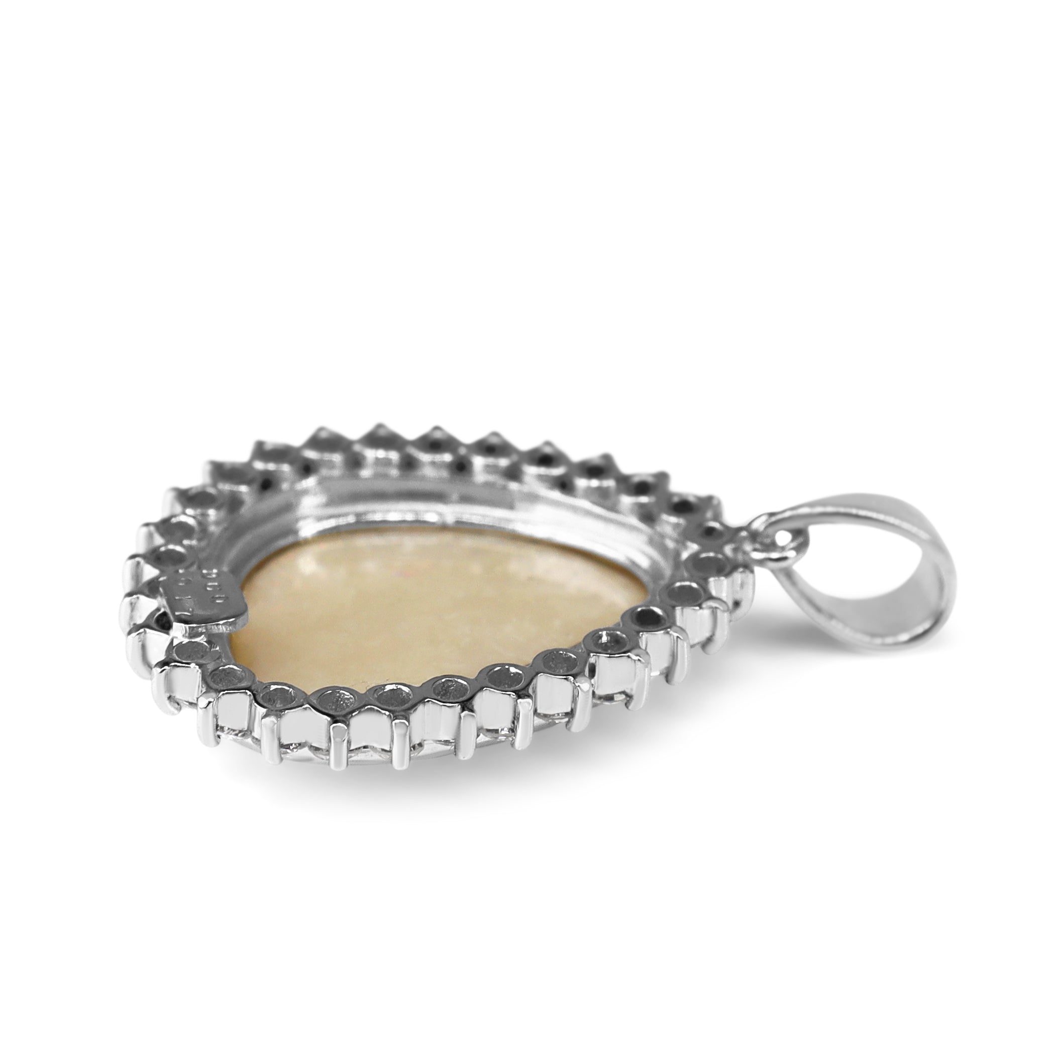 Platinum Opal and Diamond Halo Pendant