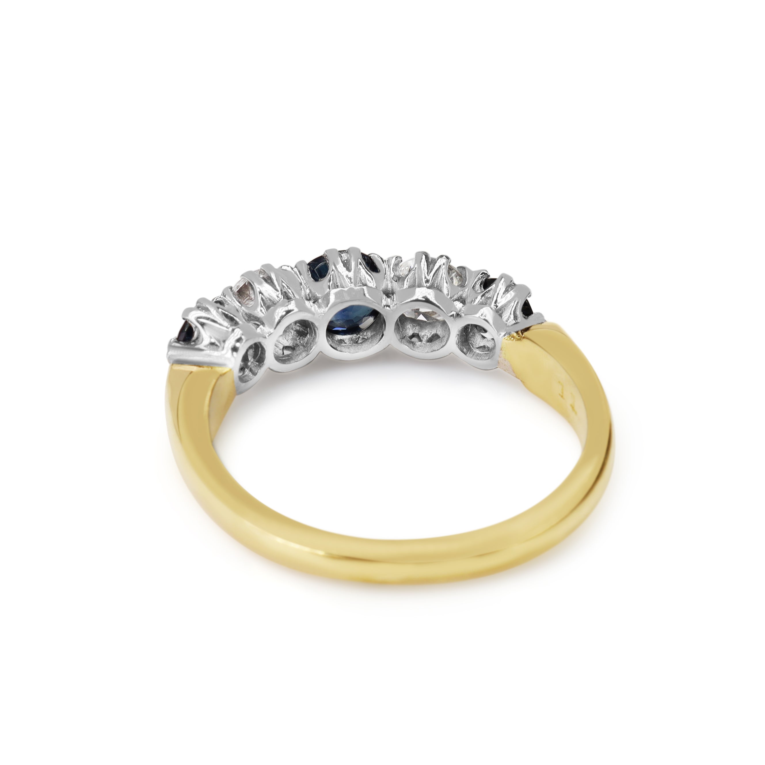 18ct Yellow and White Gold Sapphire and Diamond 5 Stone Ring