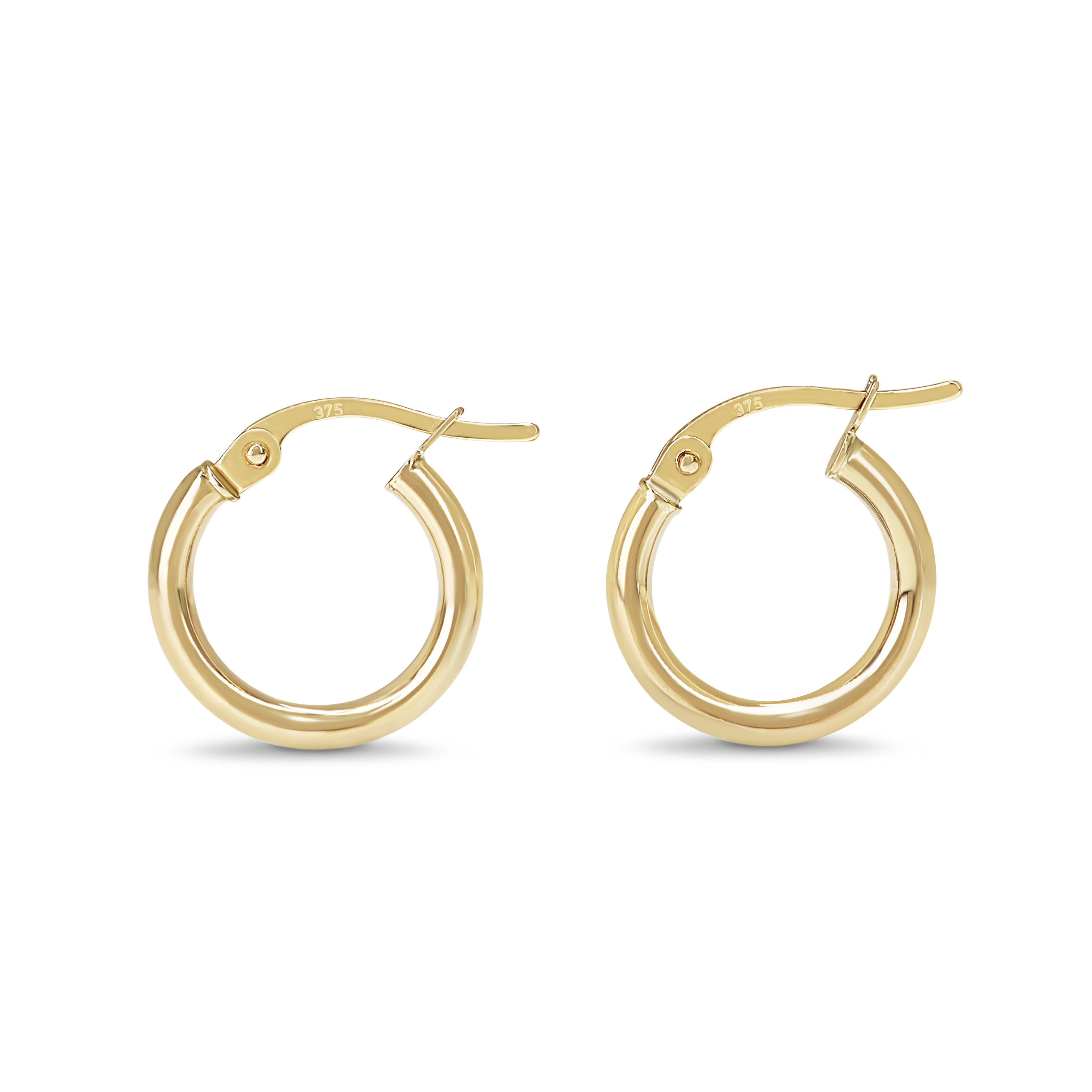 9ct Yellow Gold Thin 15mm Hoop Earrings