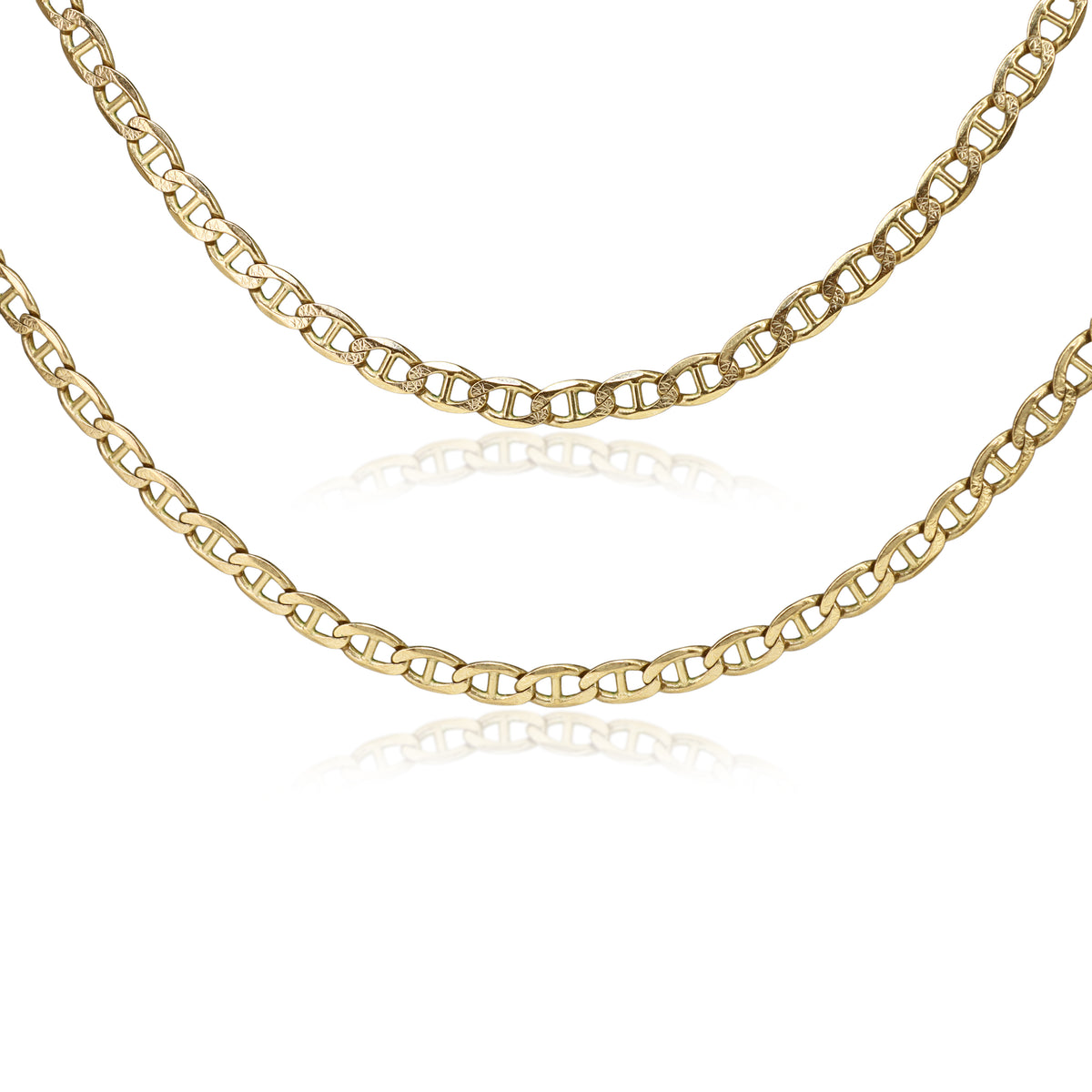 9ct Yellow Gold 75cm Flat Curb Link Chain Necklace