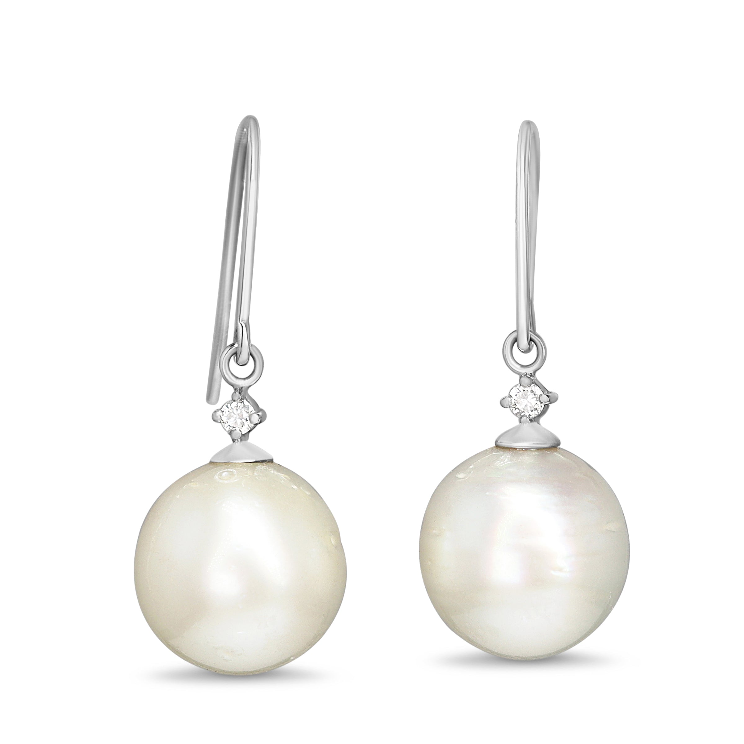18ct White Gold South Sea 11.5mm Pearl and Diamond Earrings