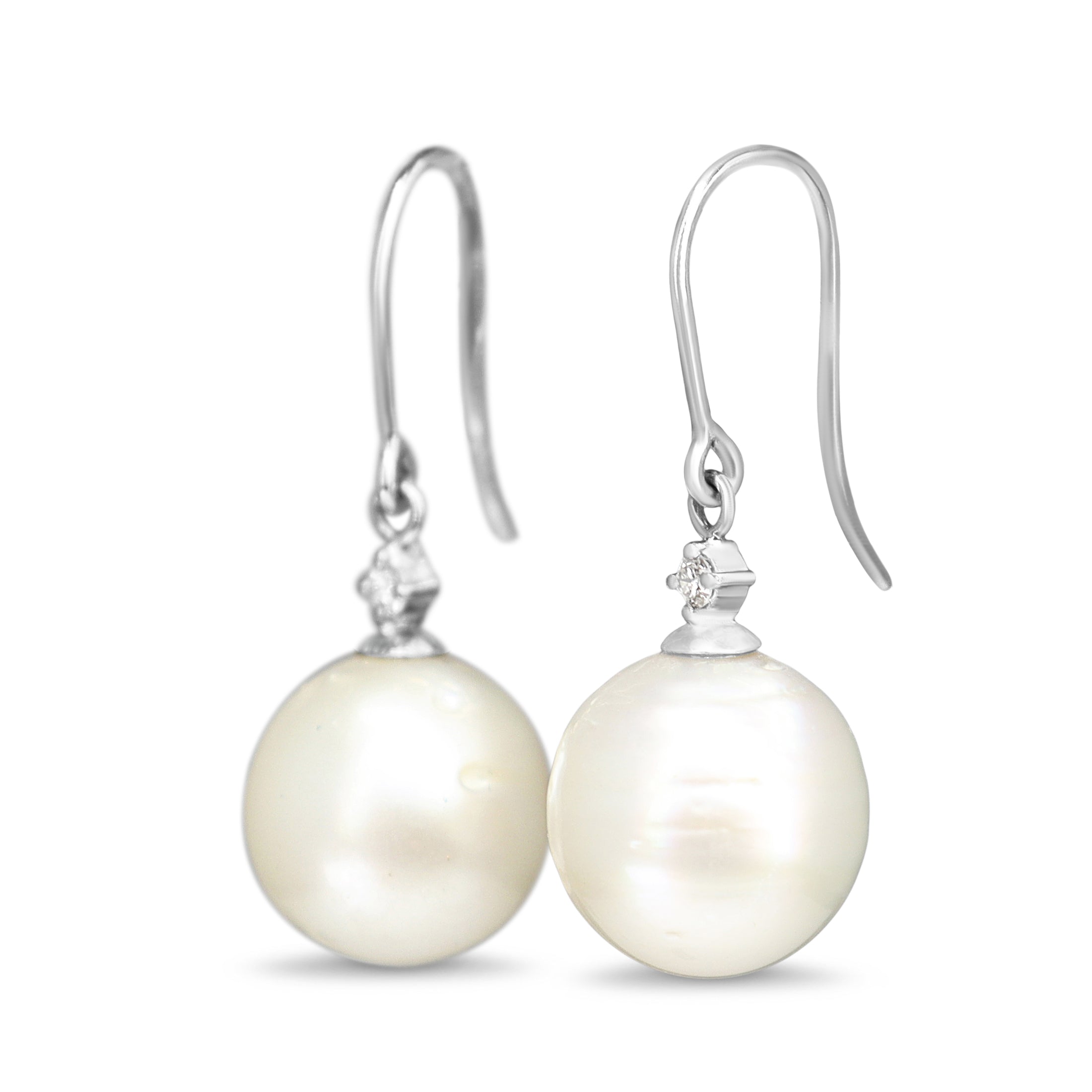 18ct White Gold South Sea 11.5mm Pearl and Diamond Earrings