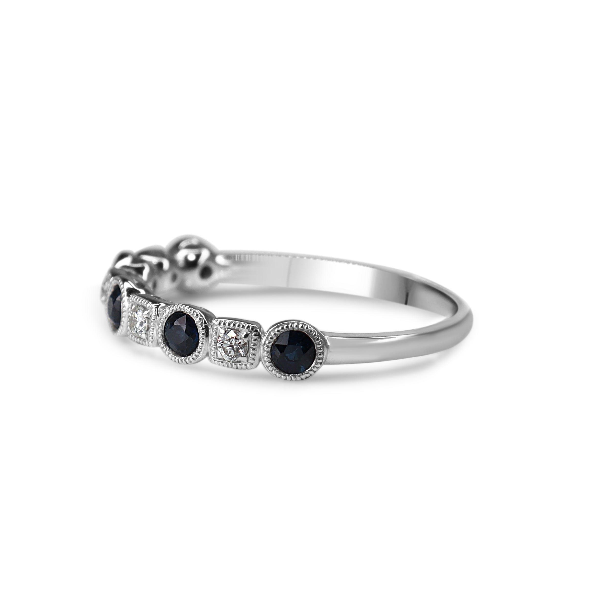 9ct White Gold Sapphire and Diamond Band Ring