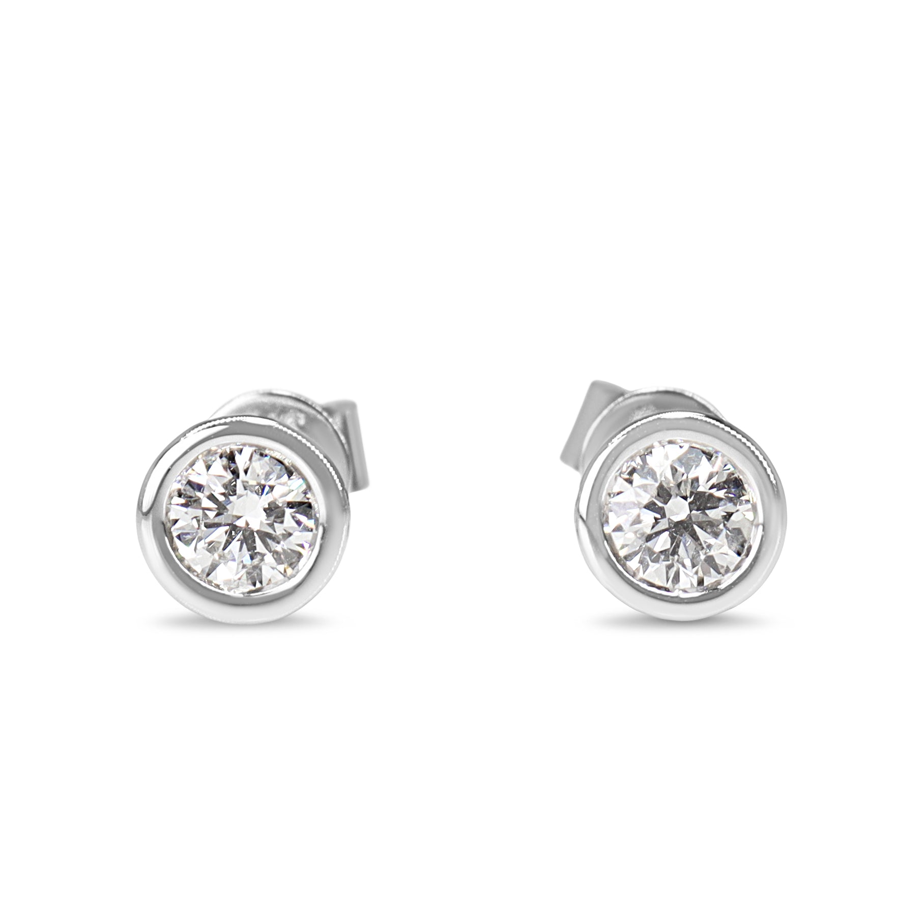 9ct White Gold .50ct Diamond Bezel Stud Earrings