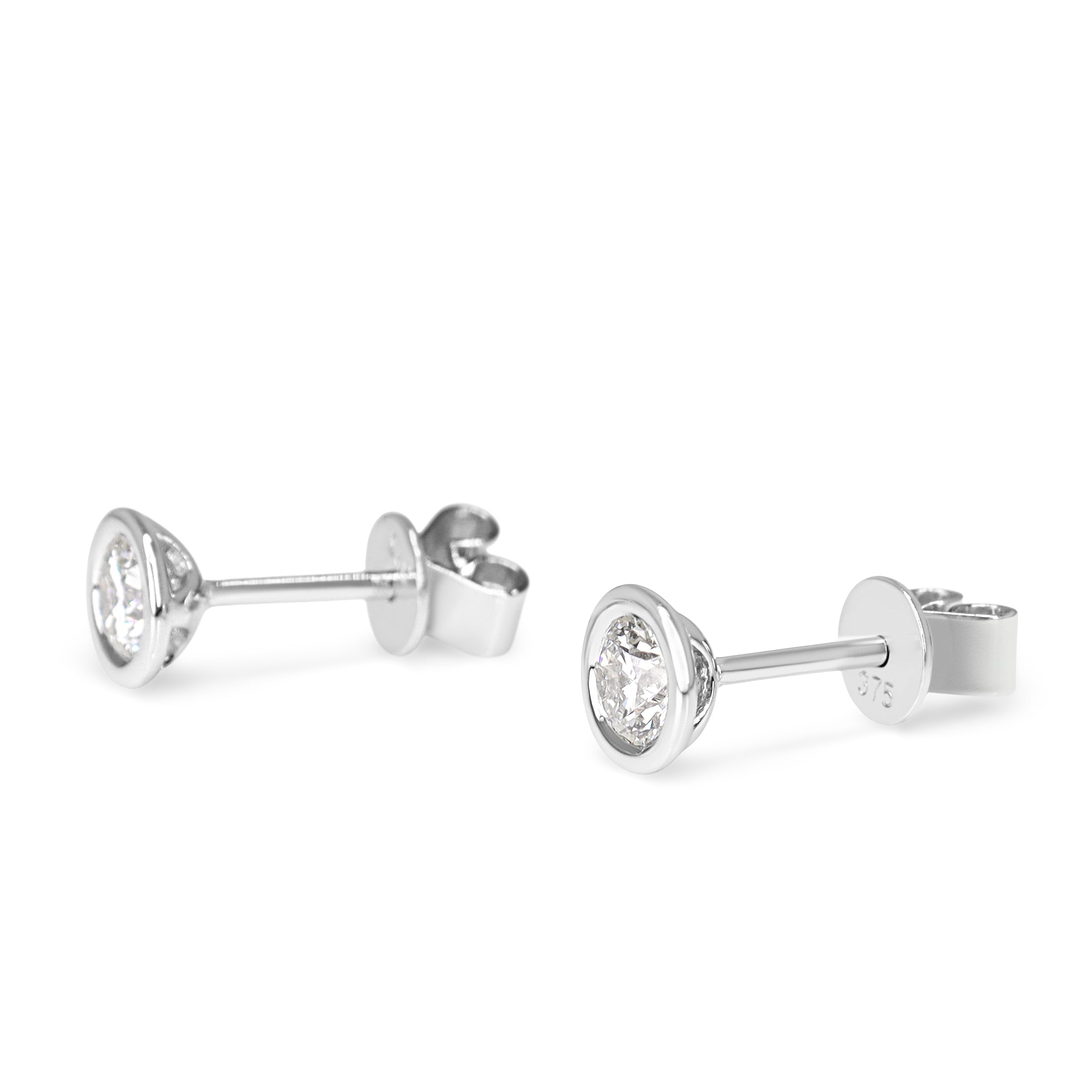 9ct White Gold .50ct Diamond Bezel Stud Earrings