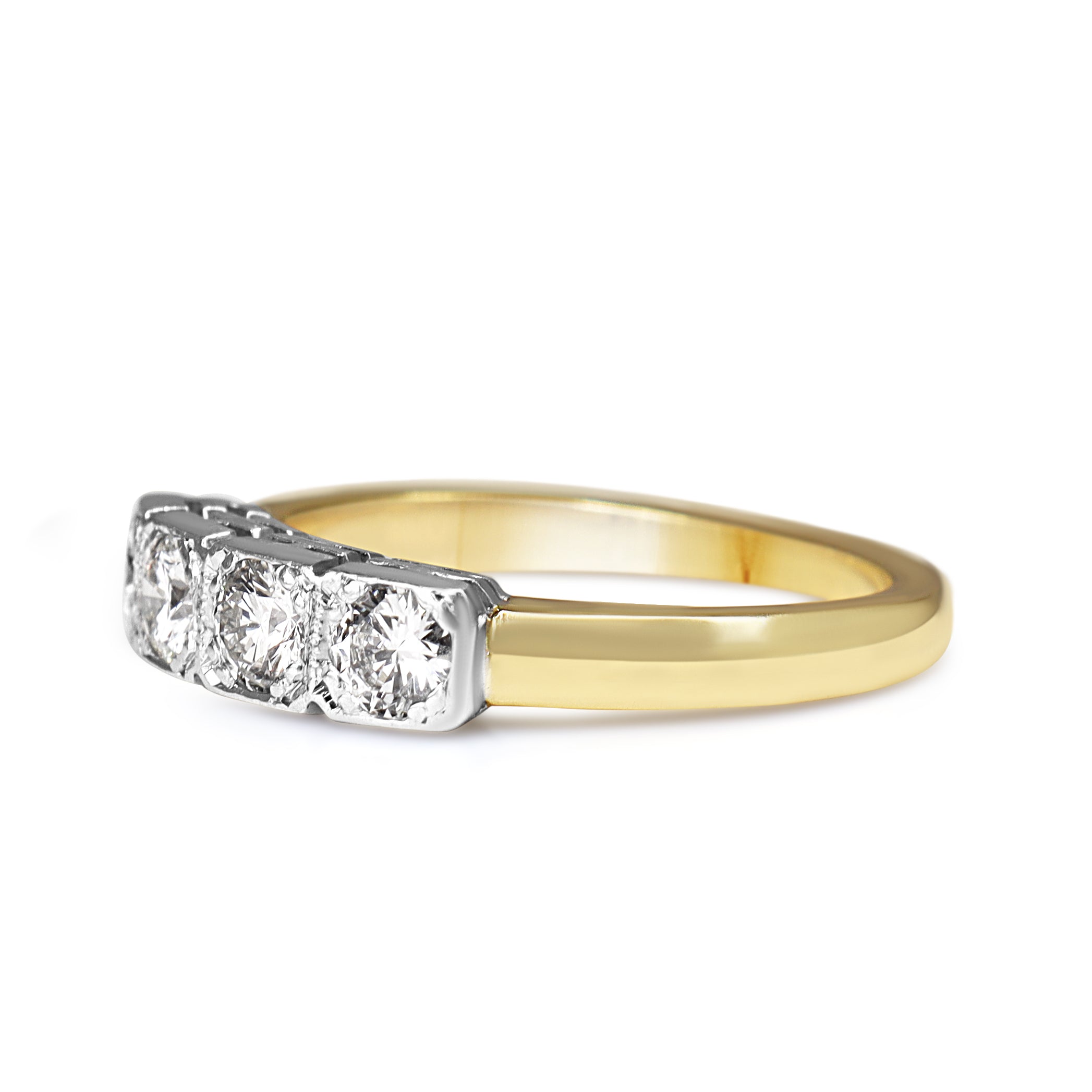 18ct Yellow and White Gold Vintage Style 4 Stone Diamond Ring