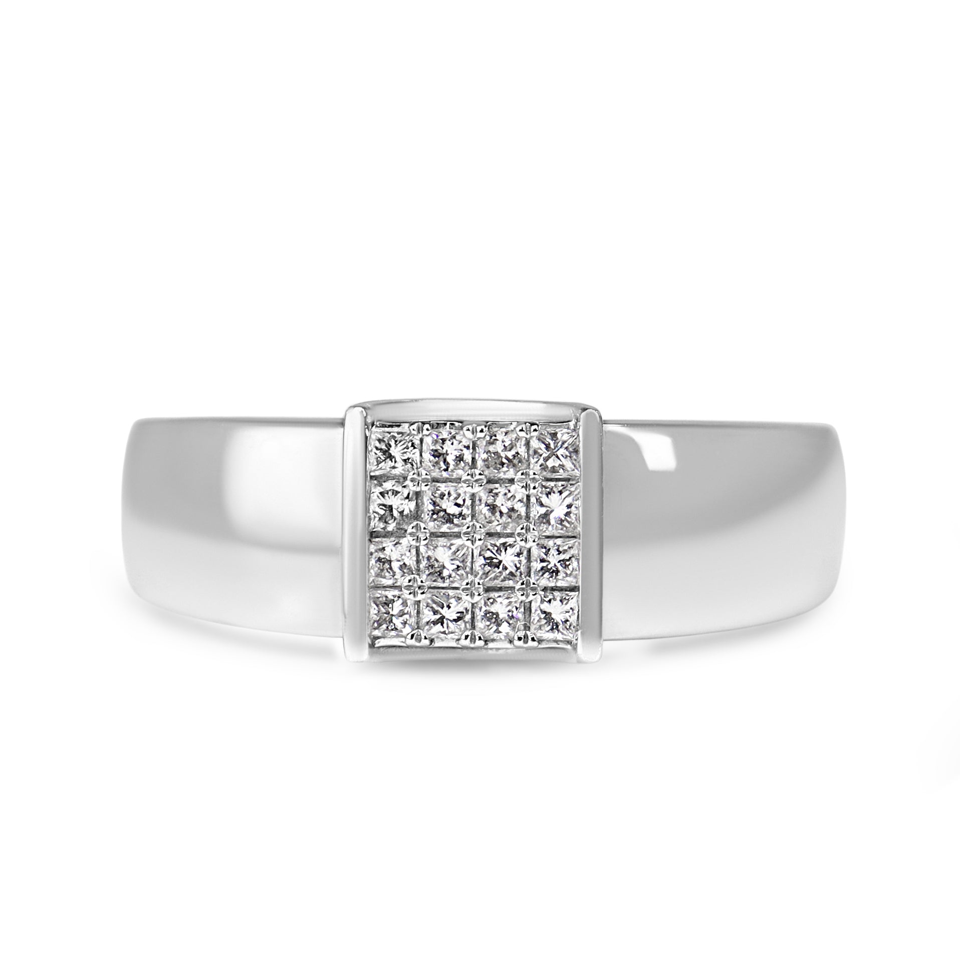 9ct White Gold Square Diamond Cluster Ring