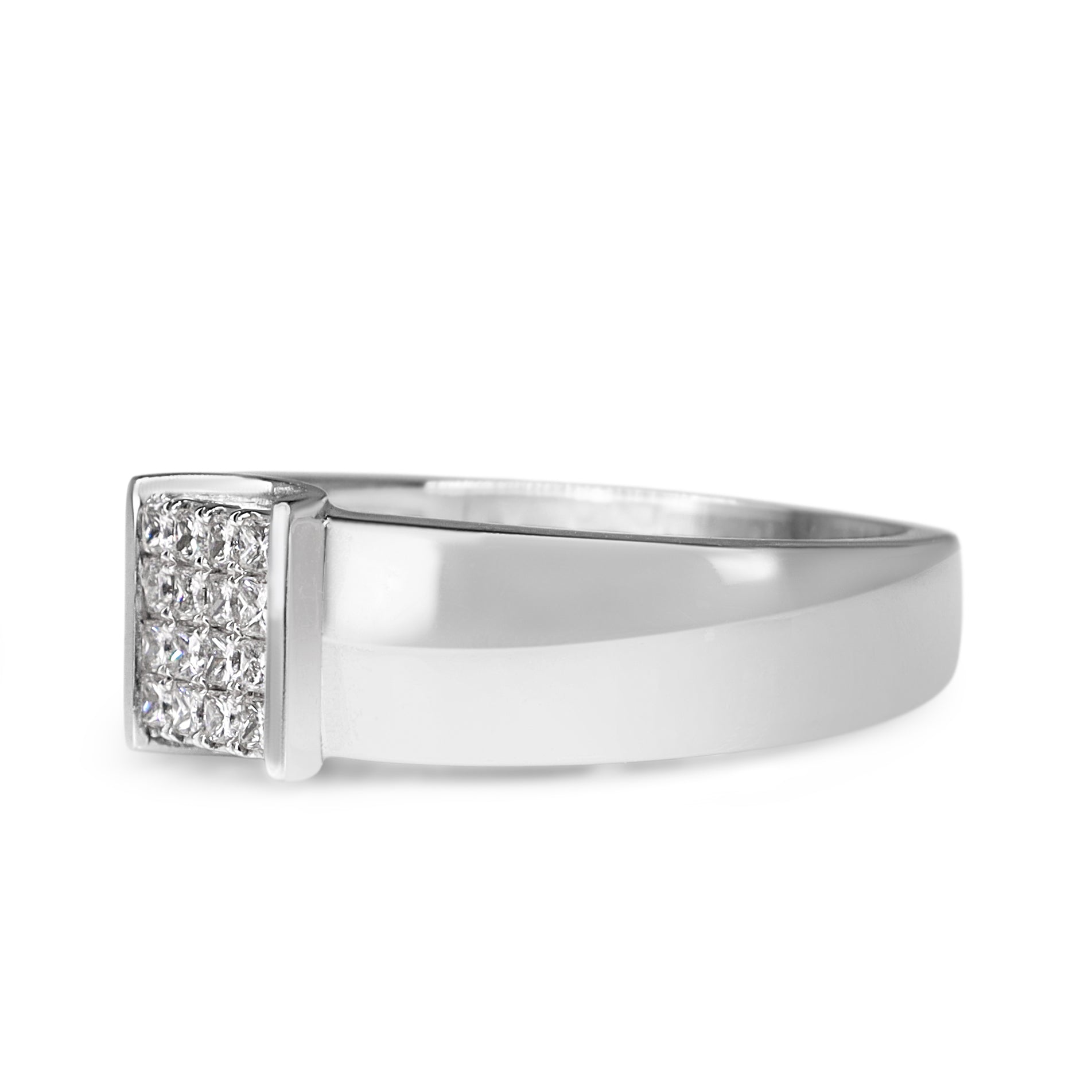 9ct White Gold Square Diamond Cluster Ring