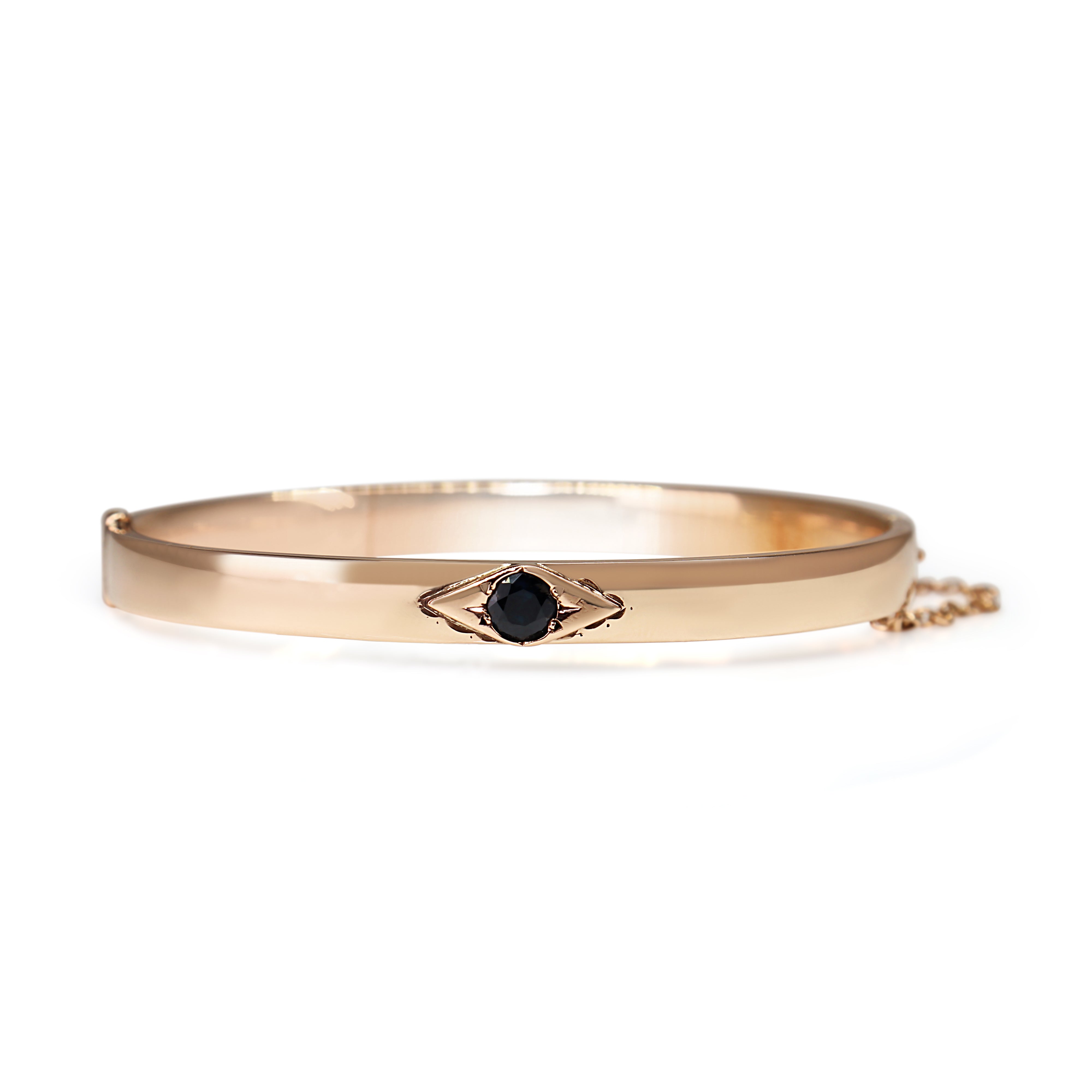 9ct Rose Gold Antique Sapphire Bangle