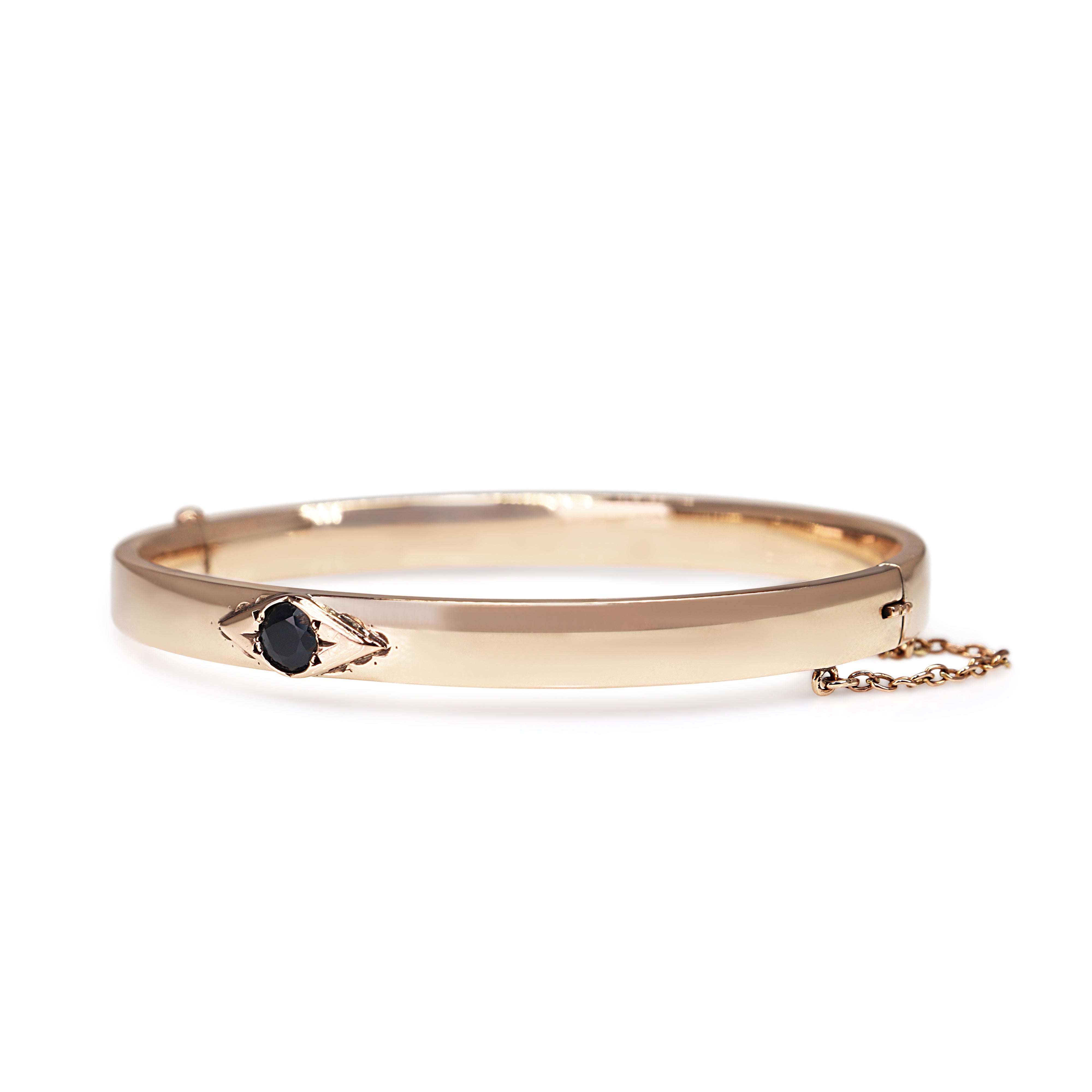 9ct Rose Gold Antique Sapphire Bangle