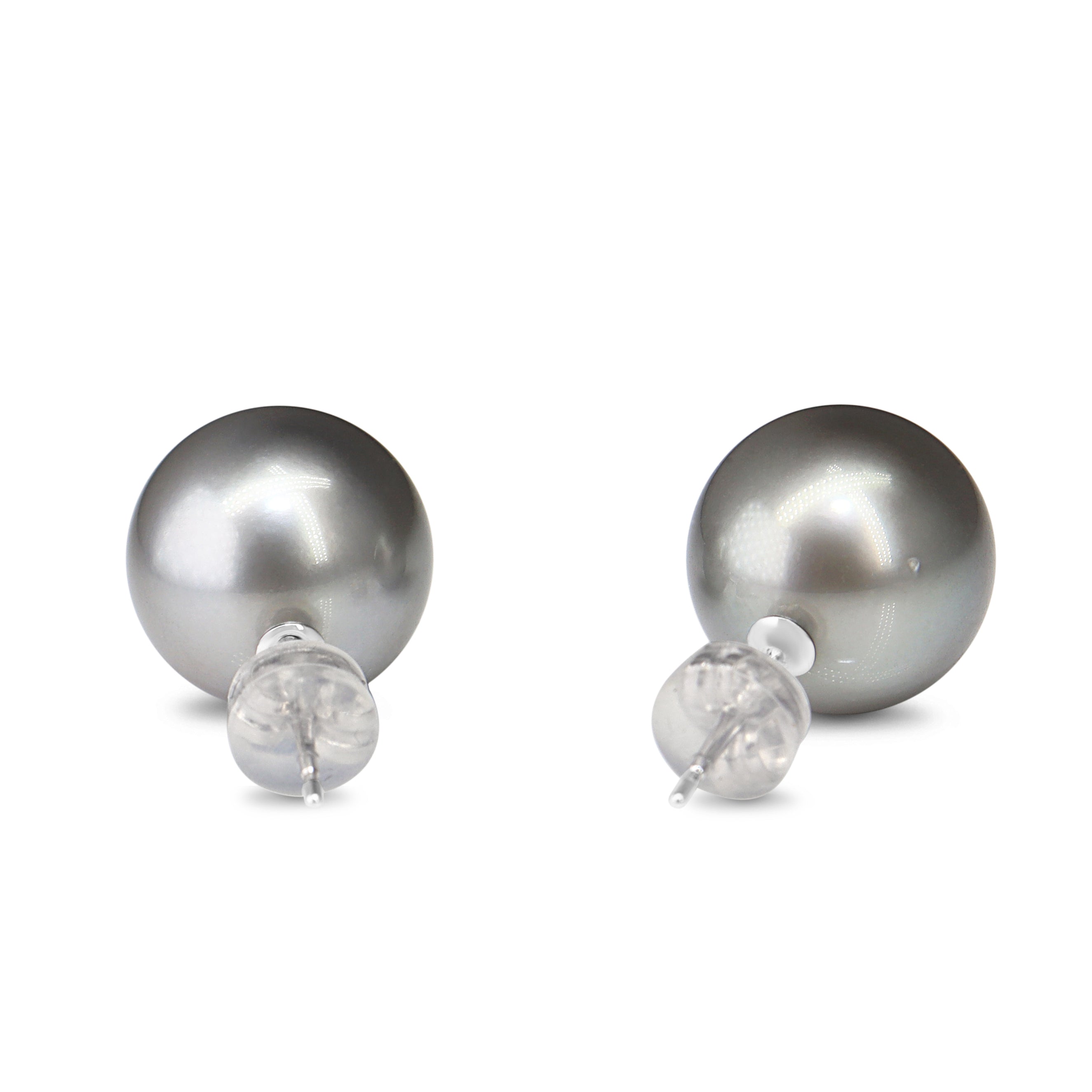 18ct White Gold 12.2mm Tahitian Pearl Stud Earrings