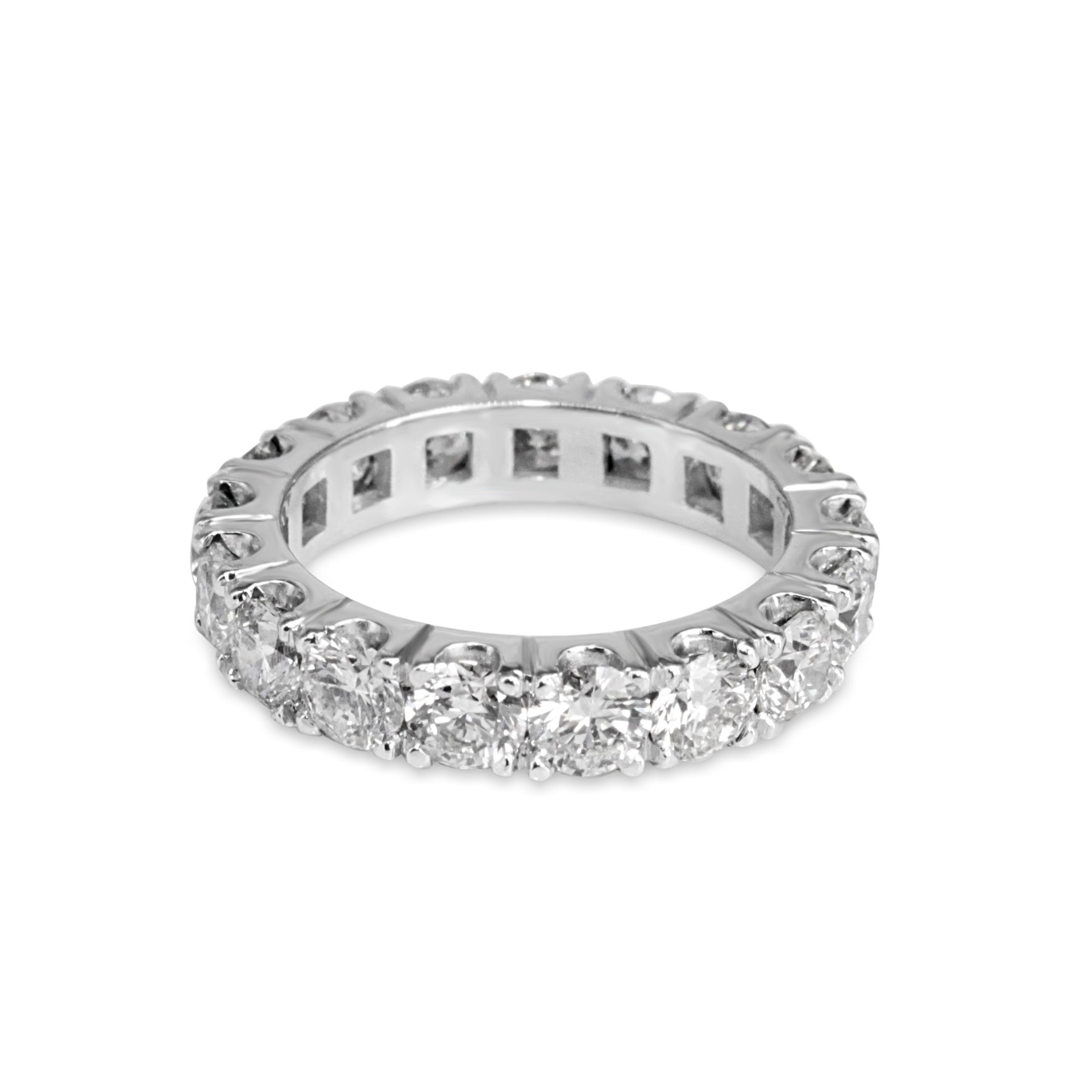 Side view of 4.15mm all round diamond wedding band