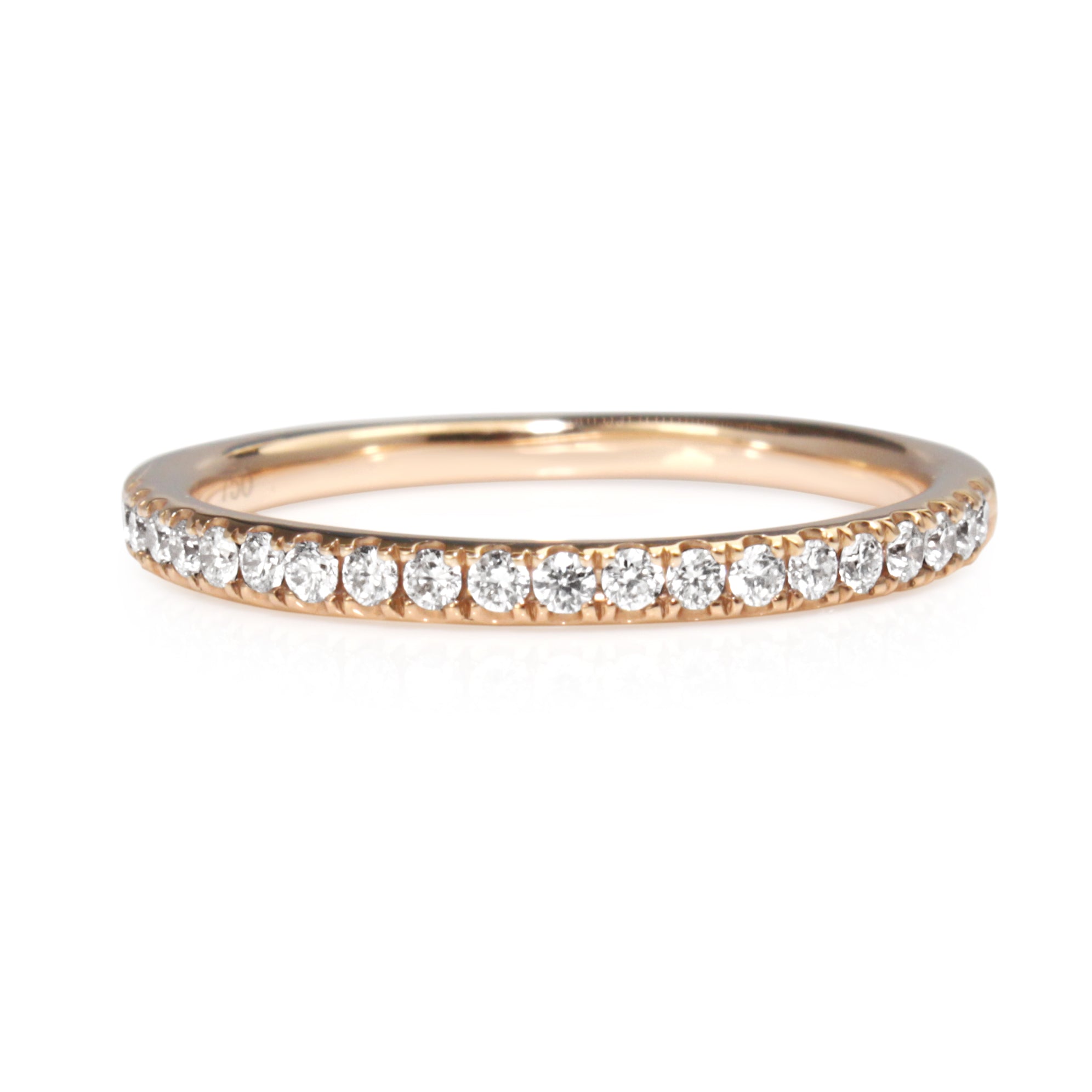 18ct rose gold 0.20ct diamond half hoop band shown from the front