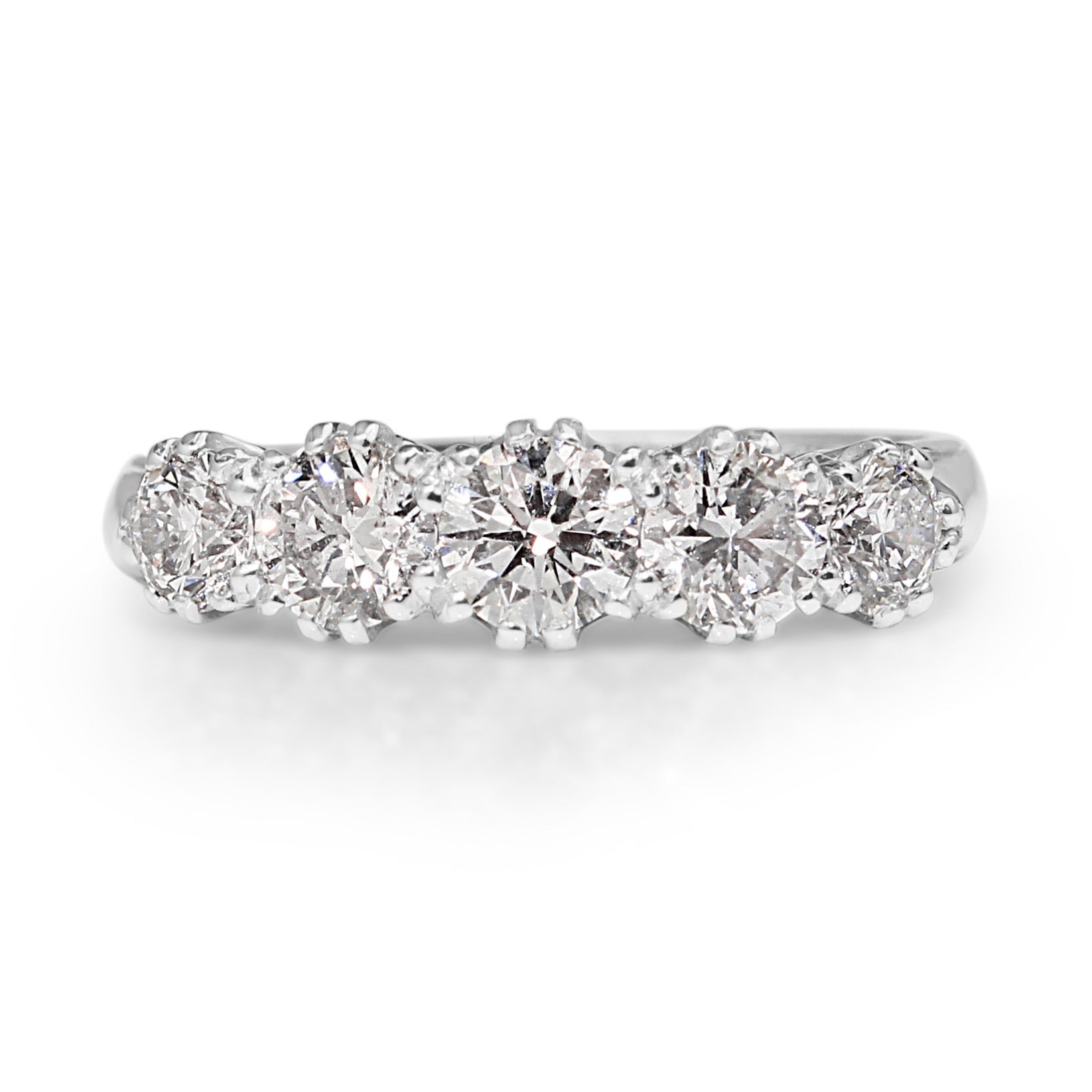 18ct White Gold Antique Style 5 Stone Diamond Engagement Ring