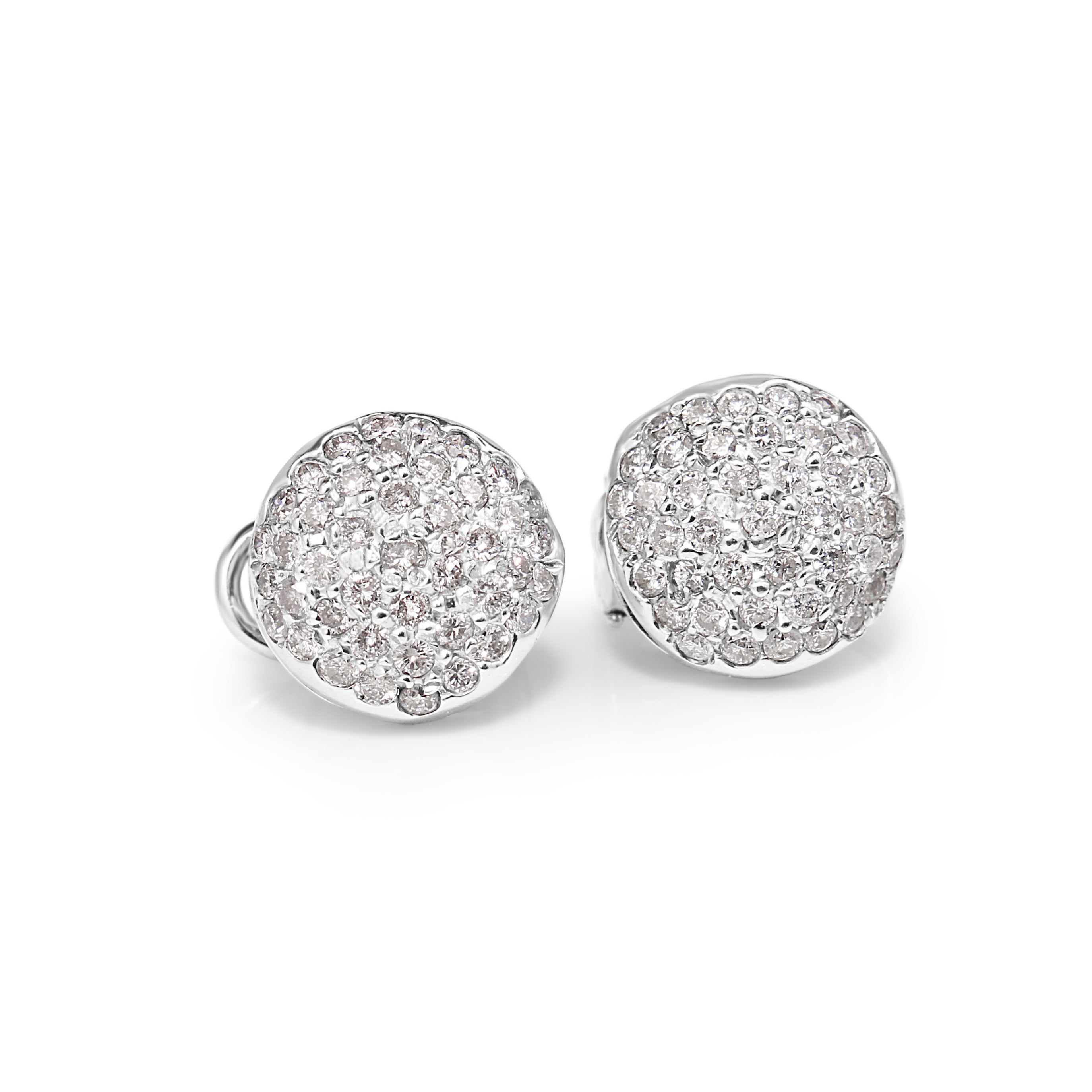 14ct white gold diamond cluster stud earrings close up shot
