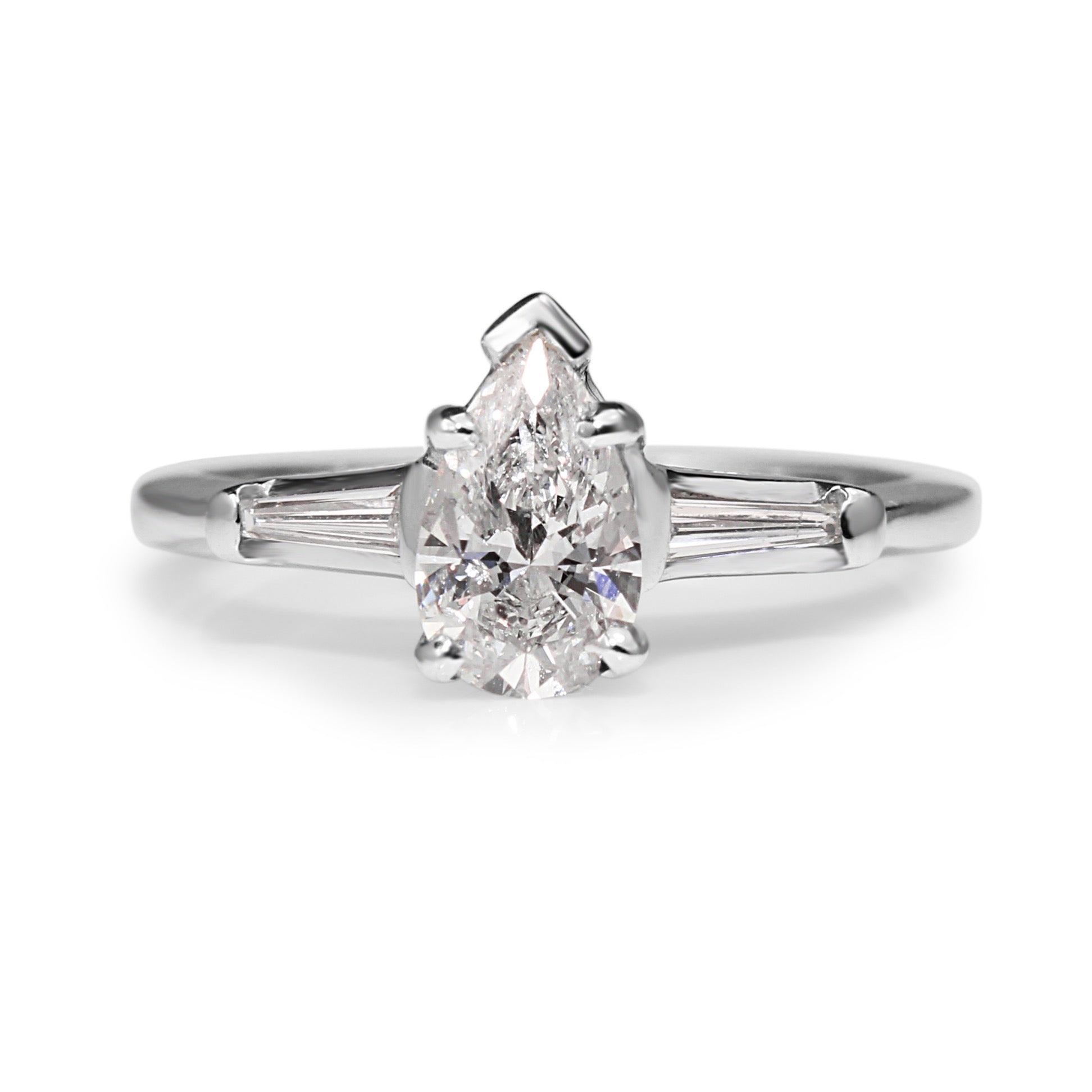 14ct white gold pear solitaire diamond engagement ring Australia