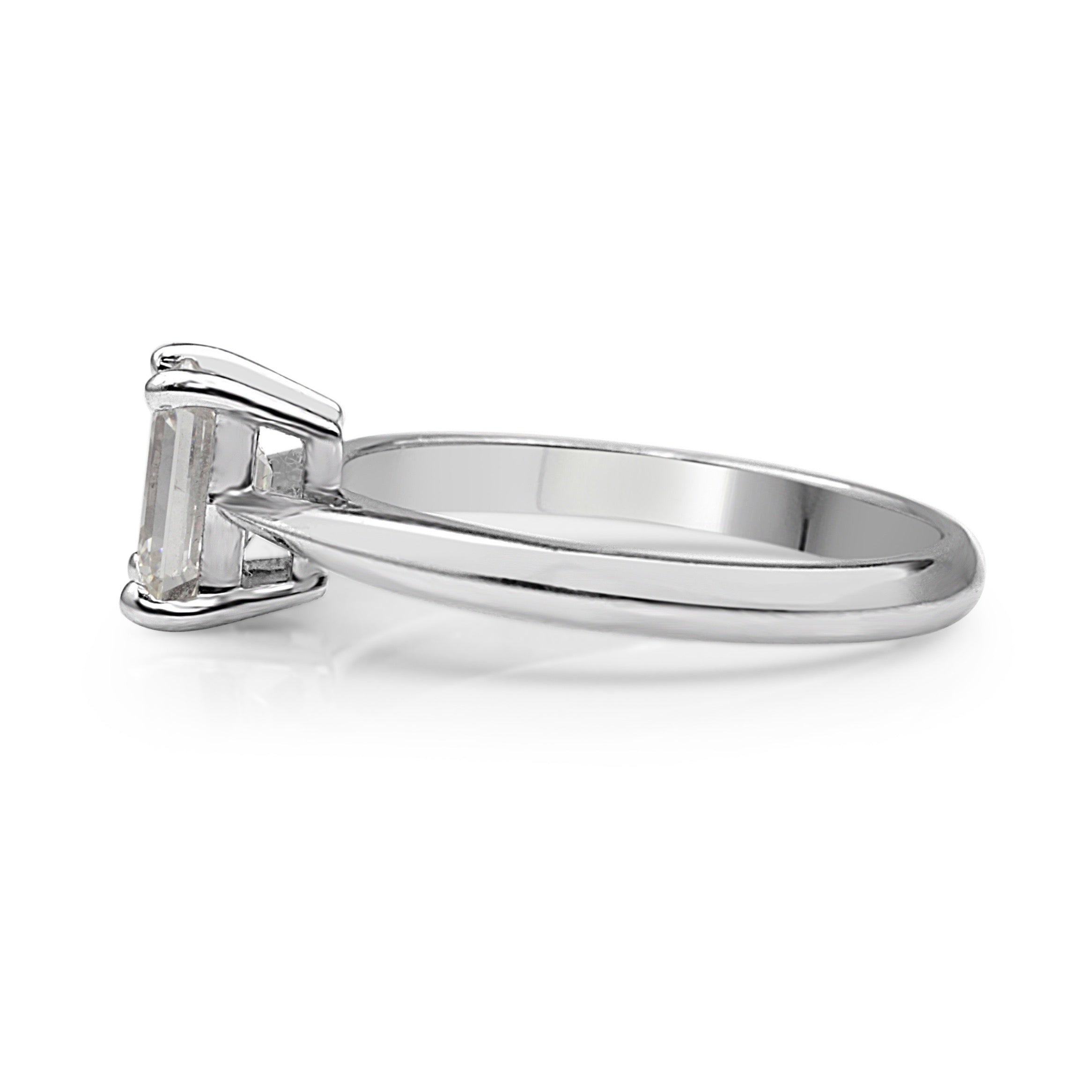 18ct White Gold Emerald Cut Solitaire Diamond Ring