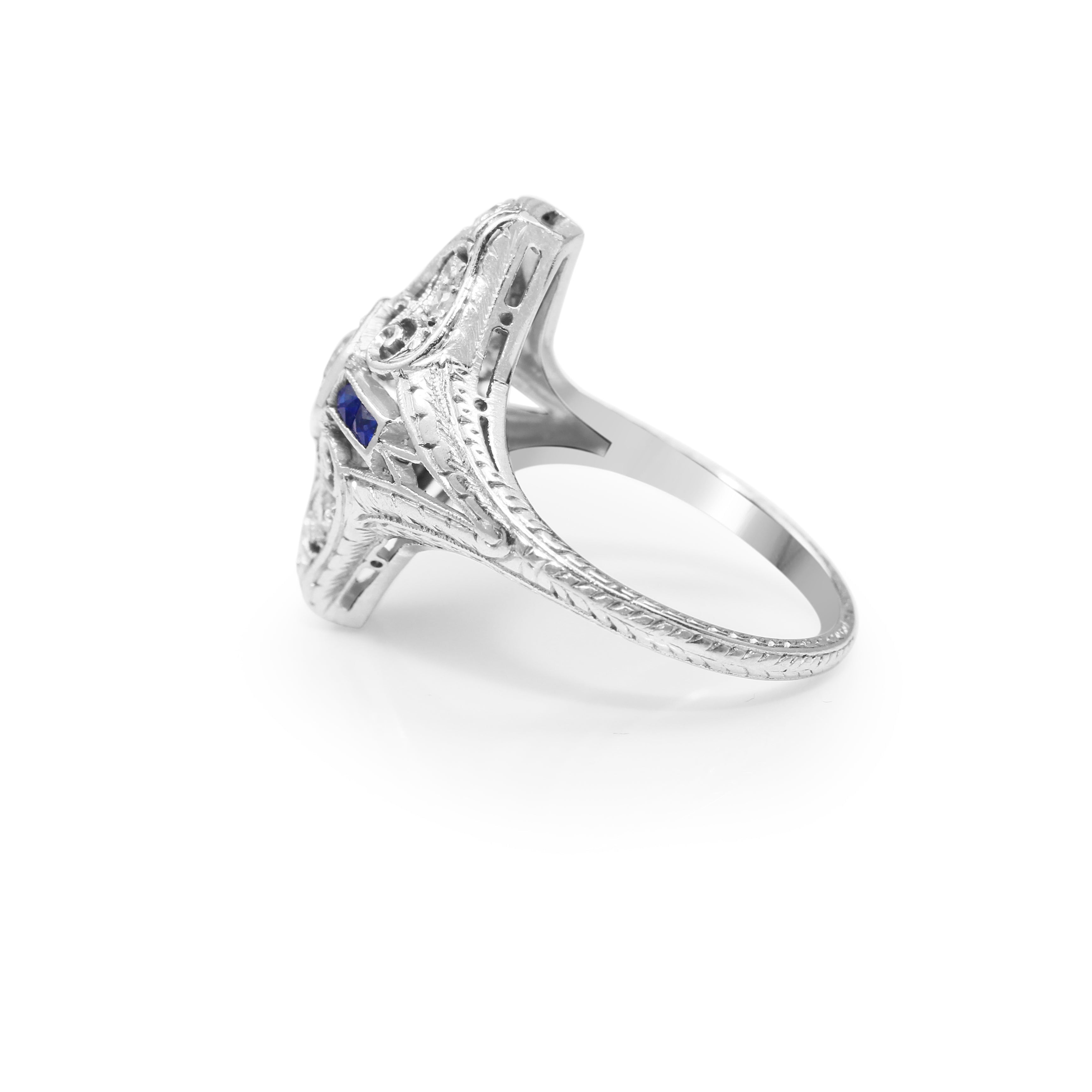 Platinum Art Deco Diamond & Sapphire Ring