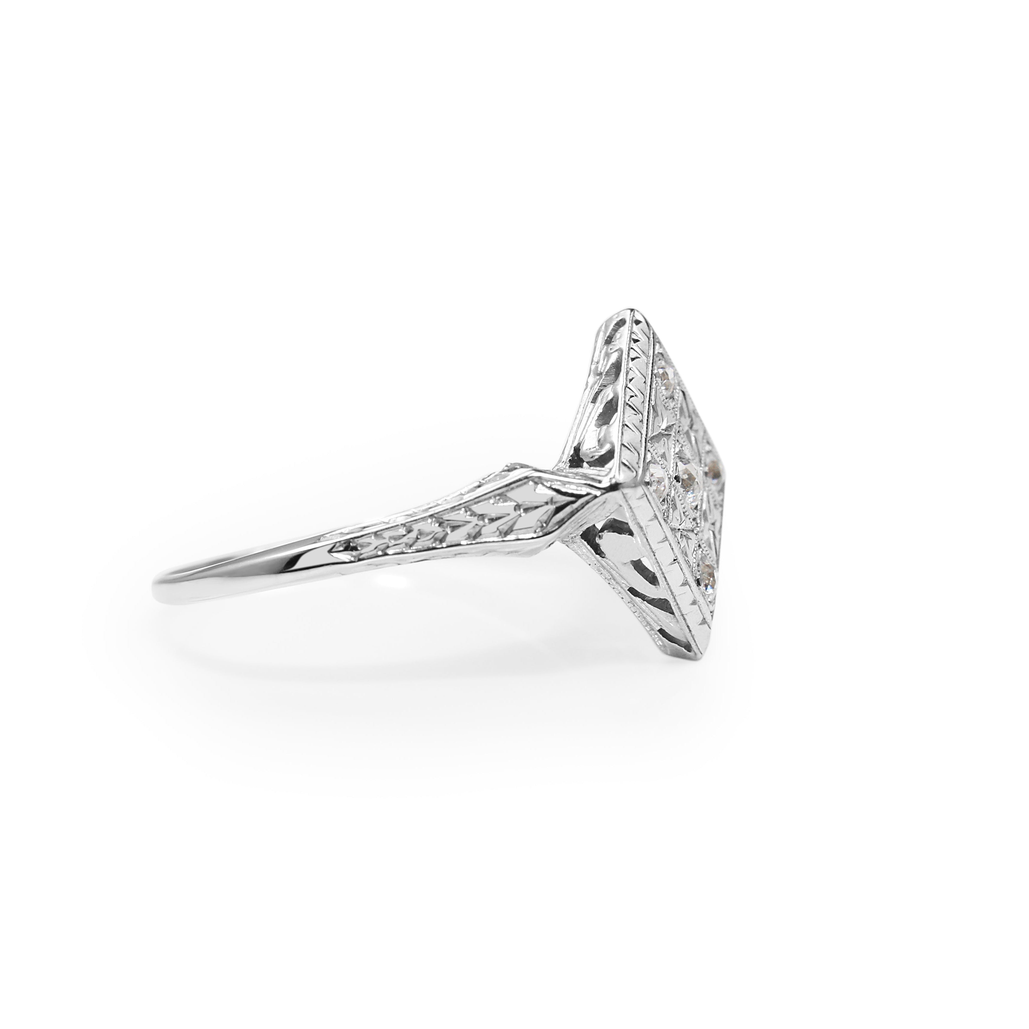 Luxury antique diamond checkerboard engagement ring