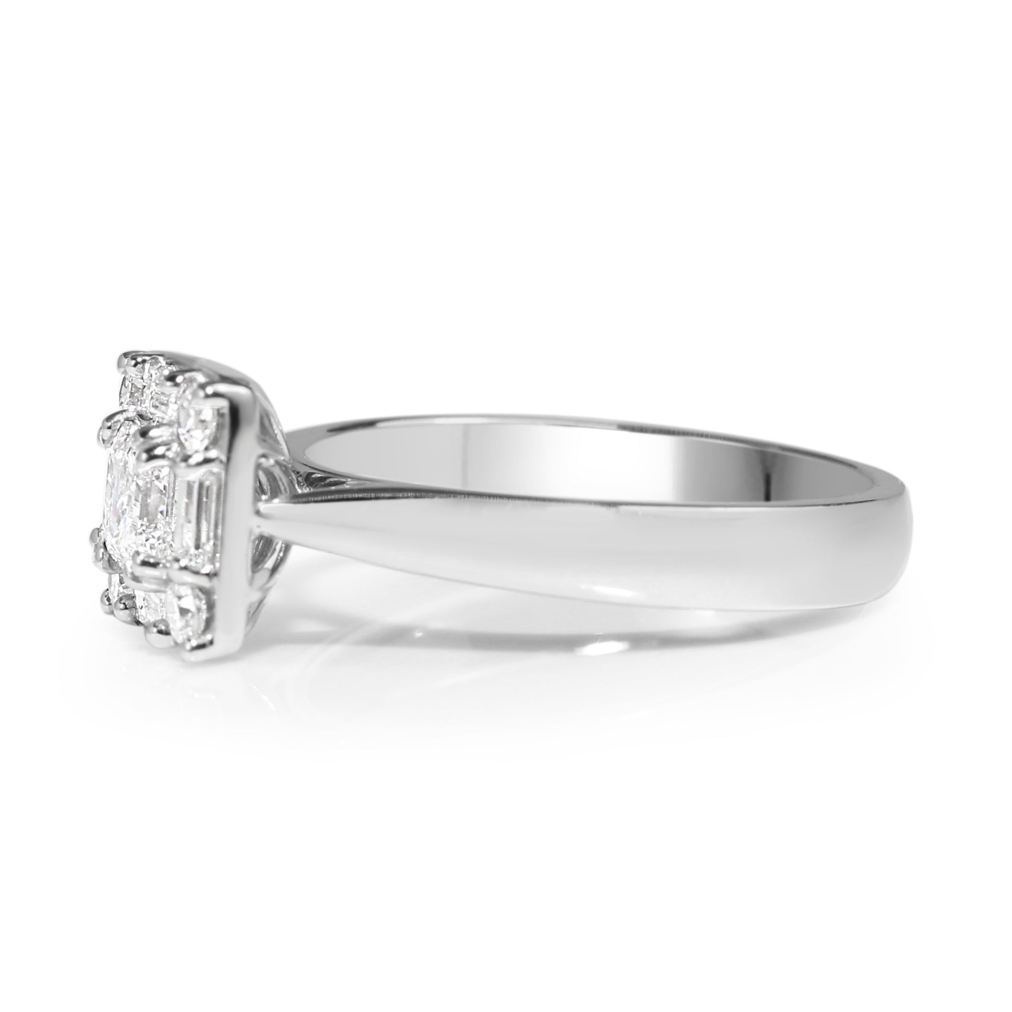 18ct White Gold Asscher Halo Diamond Engagement Ring