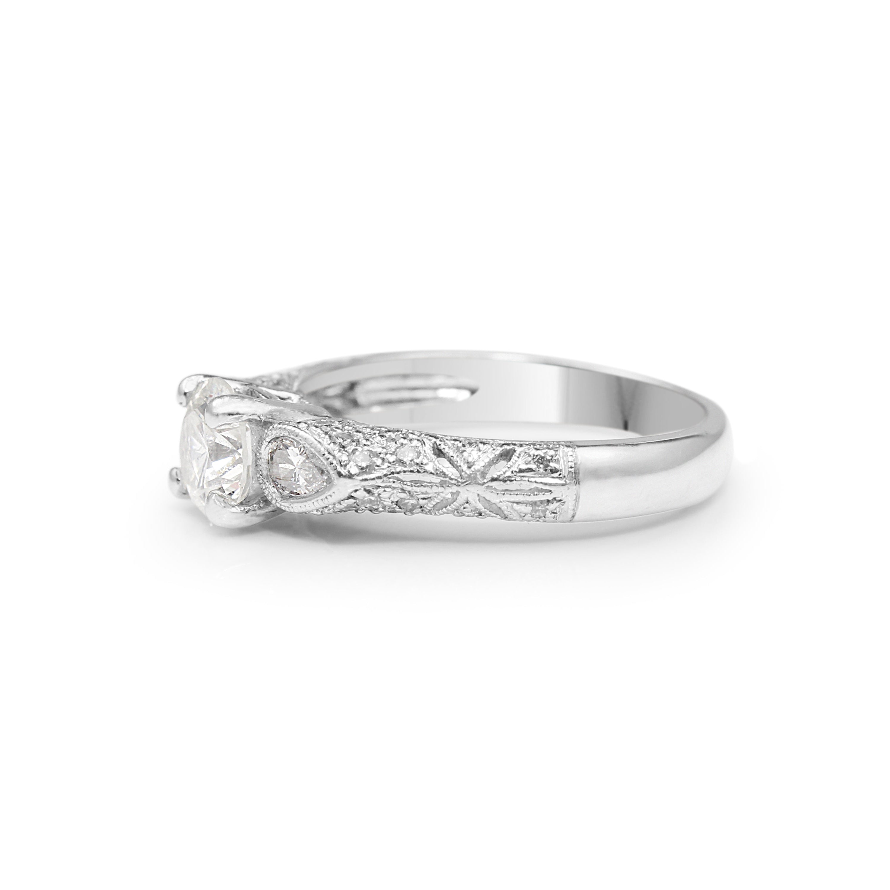 Filigree Platinum Diamond Solitaire Ring