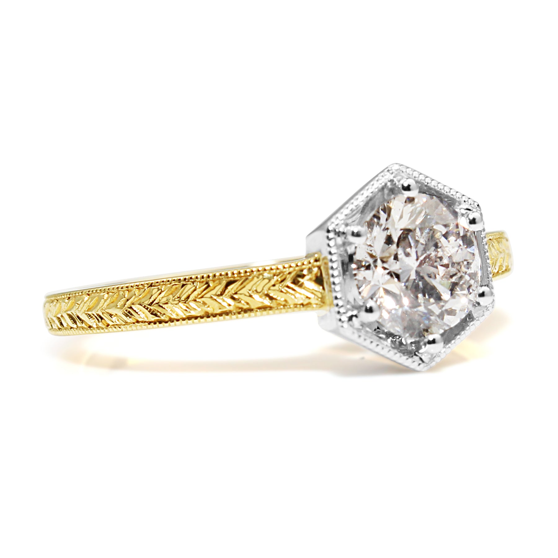 18ct Yellow and White Gold Vintage Style Diamond Ring