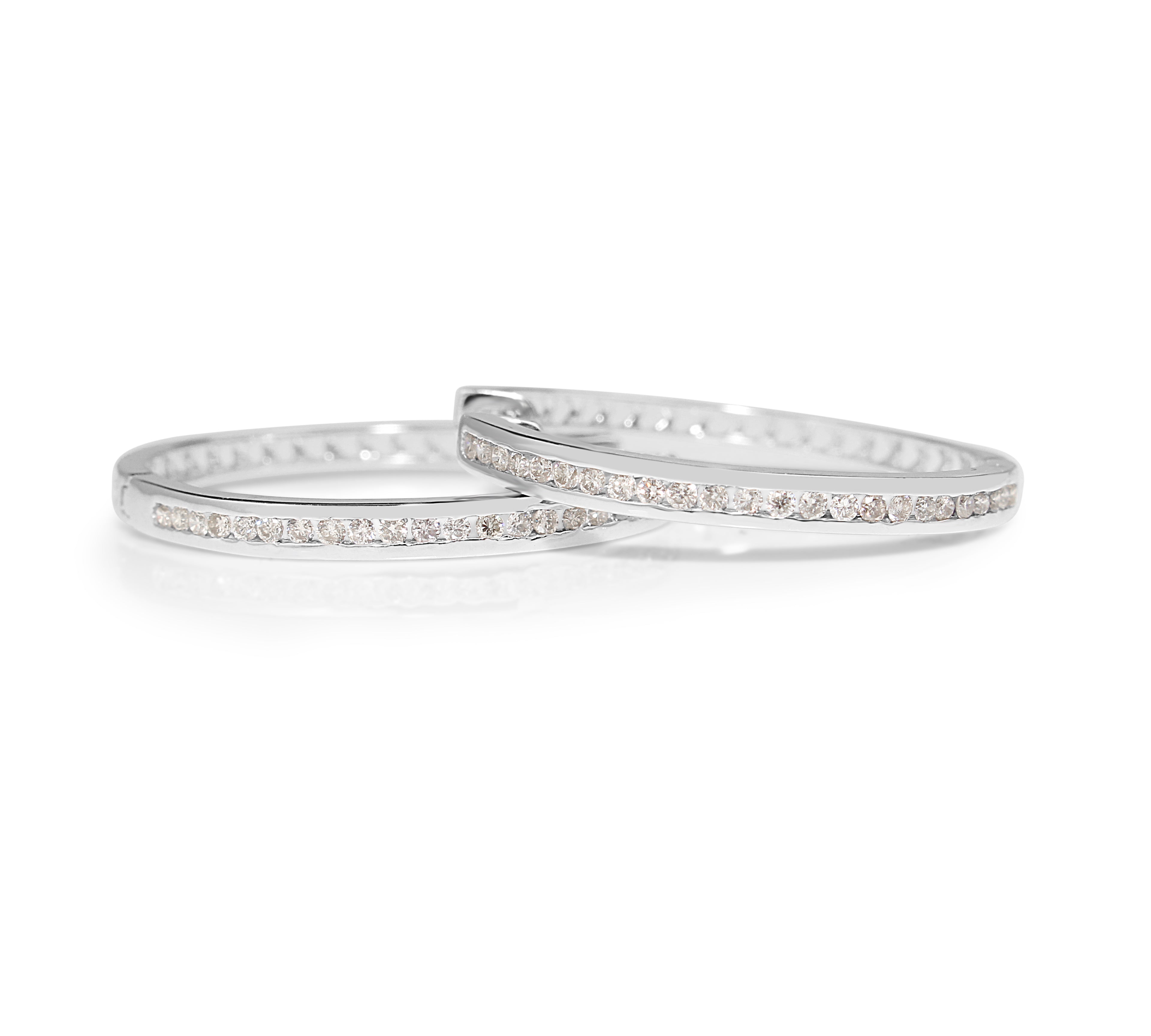9ct white gold diamond hoop earrings close‑up