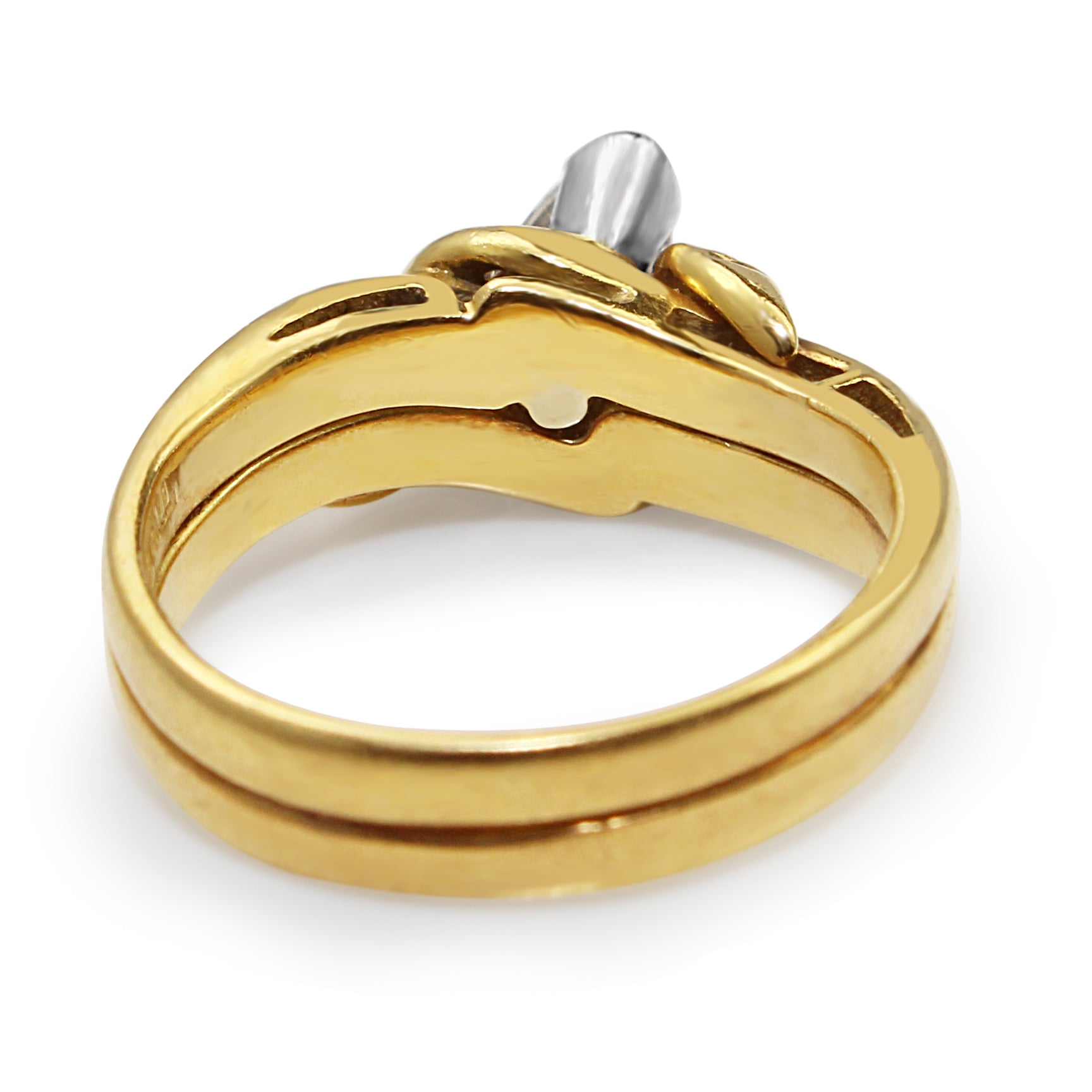 Palladium and 18ct Yellow Gold Marquise Diamond Ring
