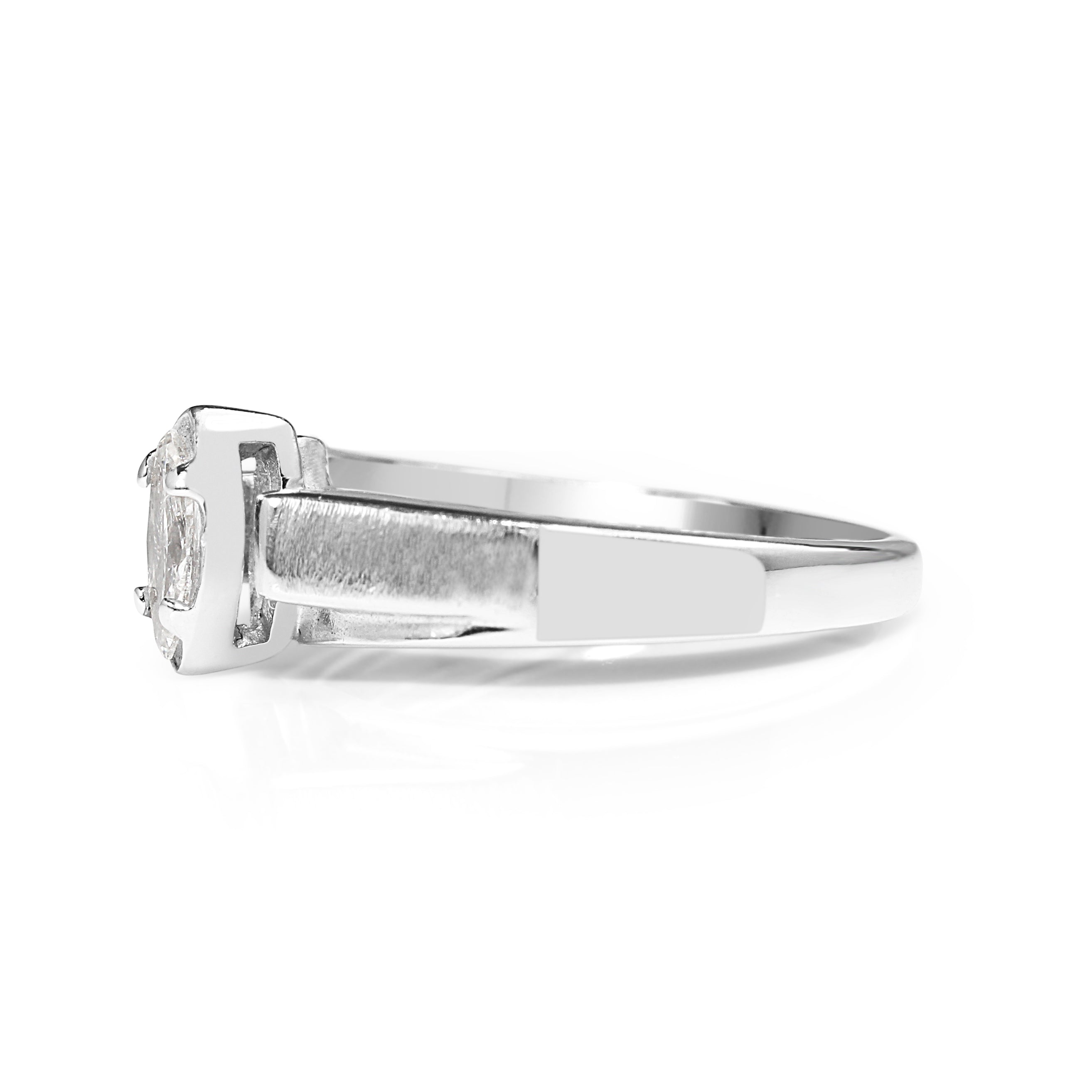 14ct White Gold Marquise Diamond Solitaire Engagement Ring