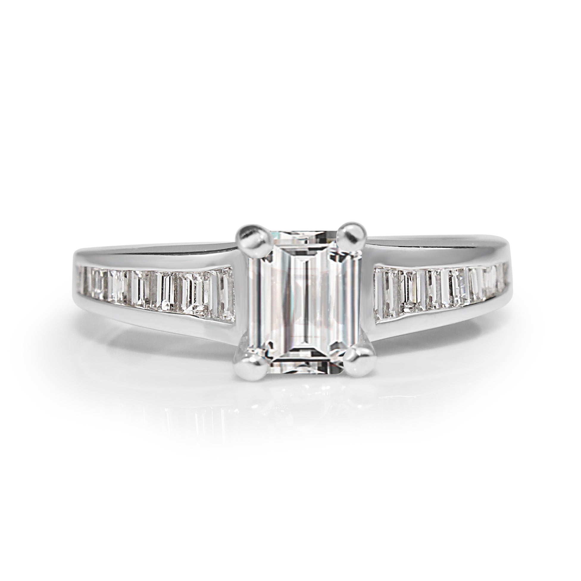 Platinum Emerald Cut Diamond Engagement Ring – Solitaire Bridal Jewellery Australia