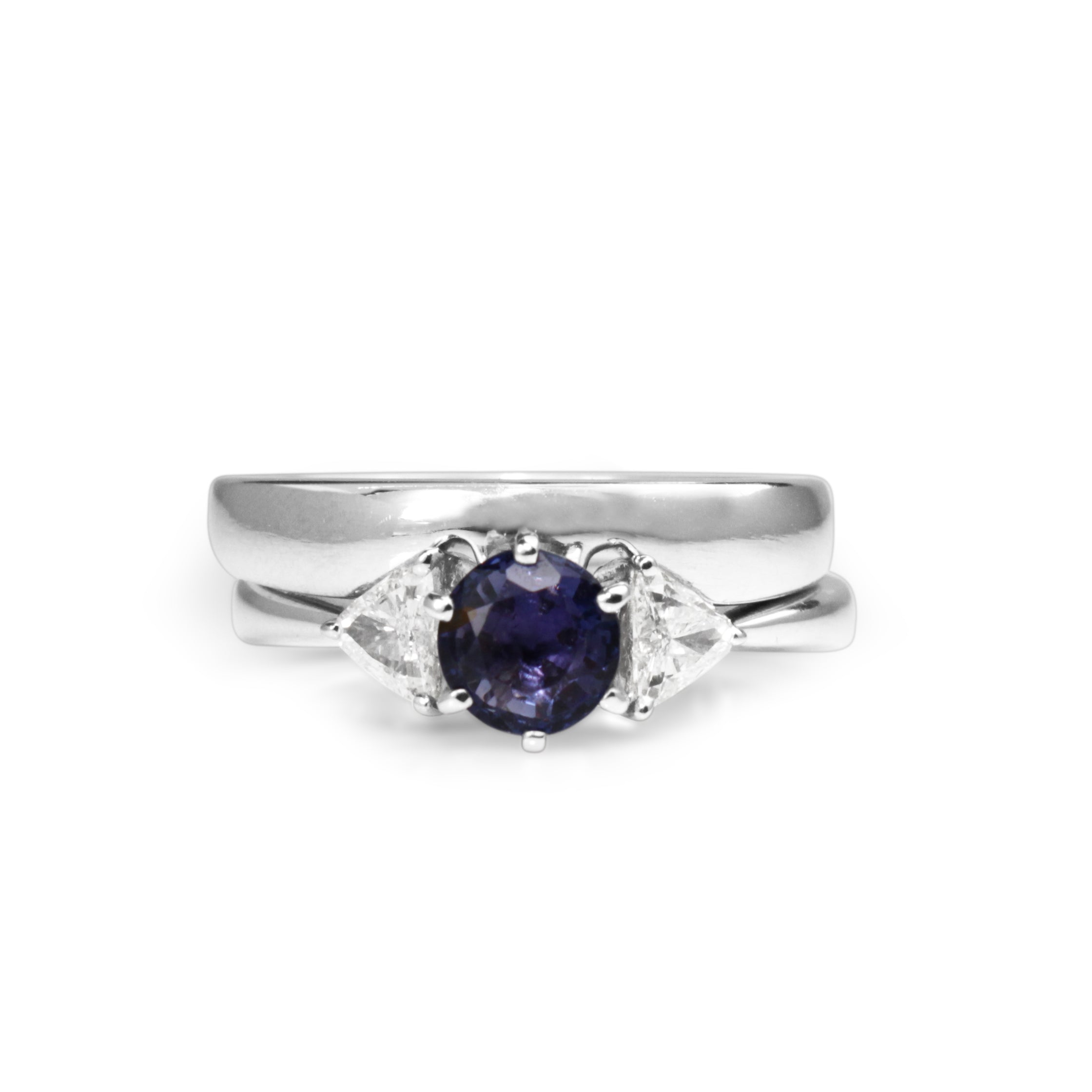 18ct White Gold Sapphire and Diamond Engagement Ring Set