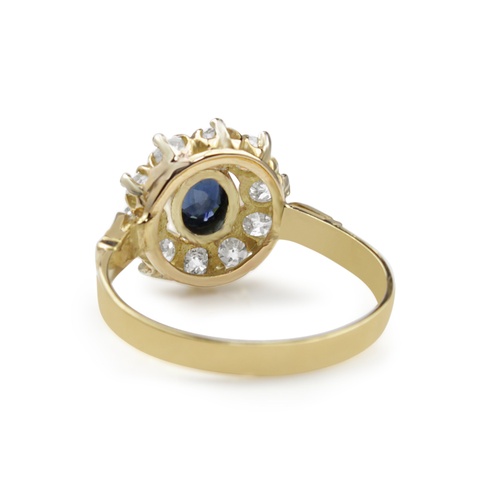 18ct Yellow Gold Antique Sapphire and Diamond Cluster Ring