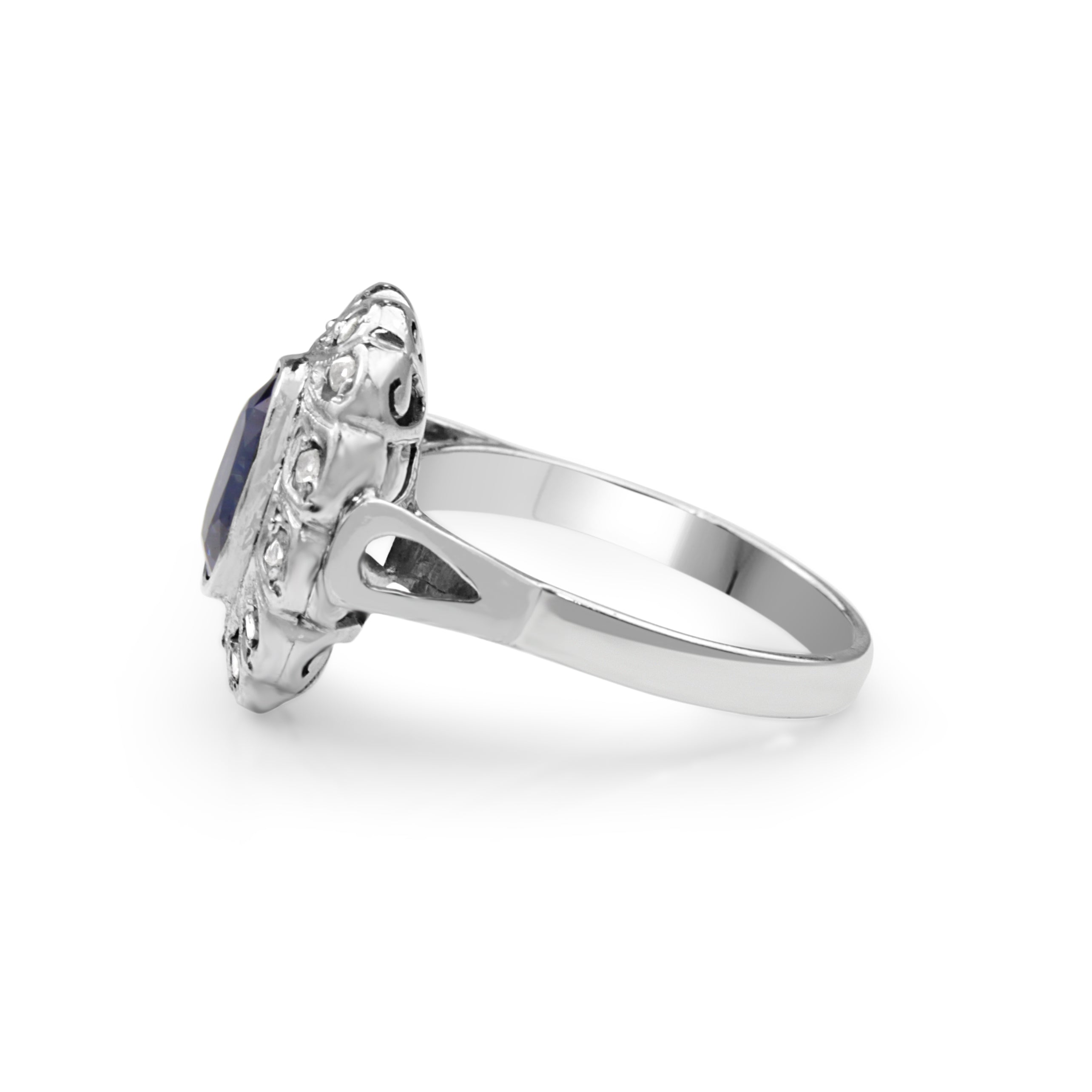 antique engagement ring 14ct white gold sapphire
