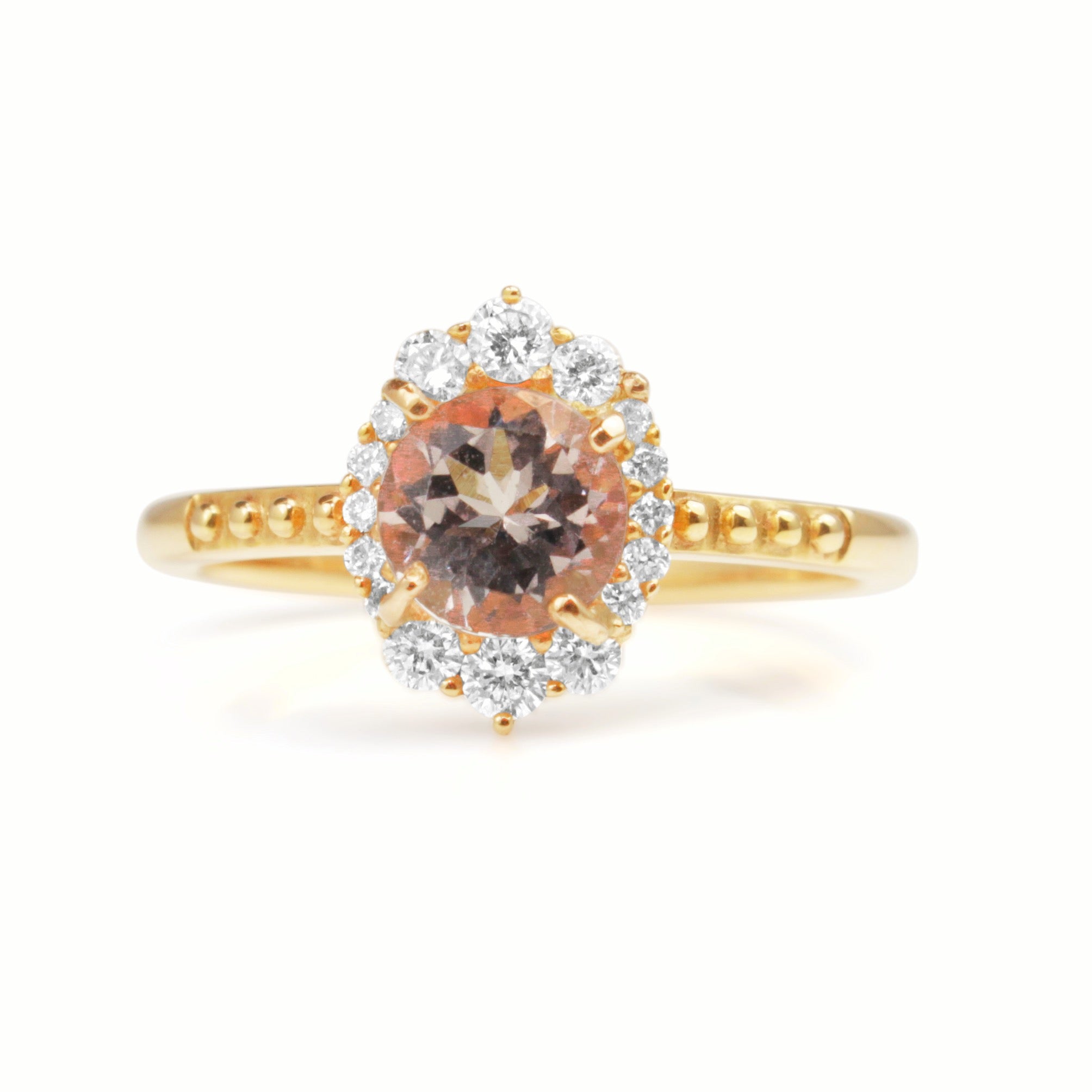 18ct yellow gold morganite diamond engagement ring Australia
