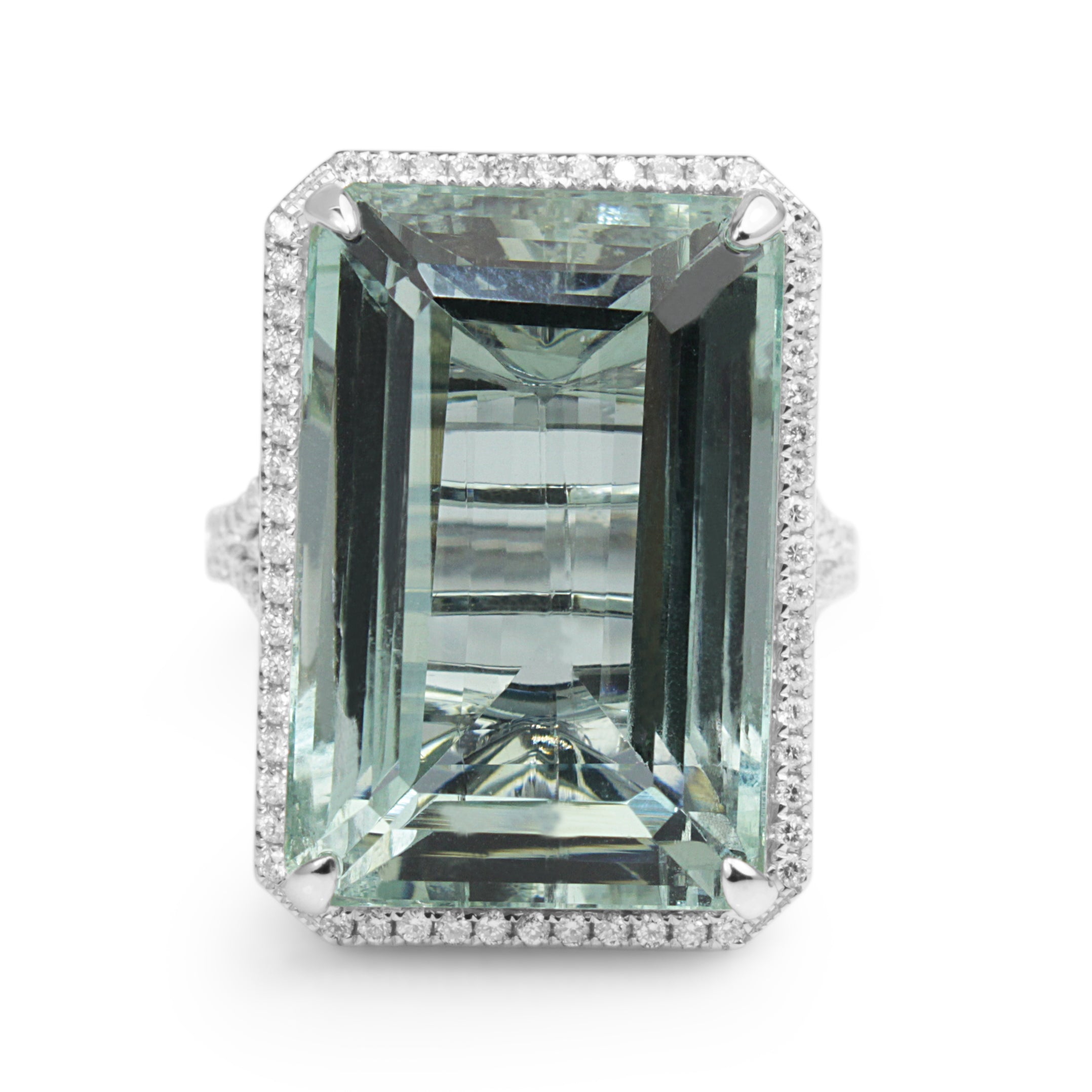 18ct White Gold Aquamarine and Diamond Ring Melbourne Australia