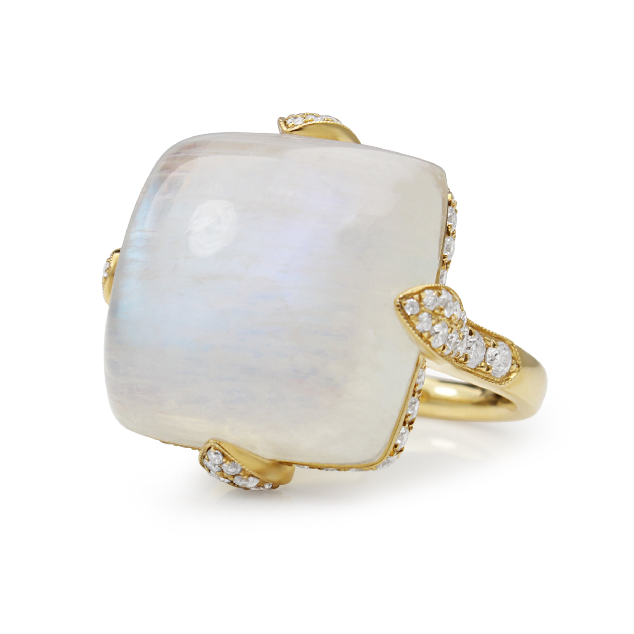 18ct Yellow Gold Moonstone Diamond Ring Australia