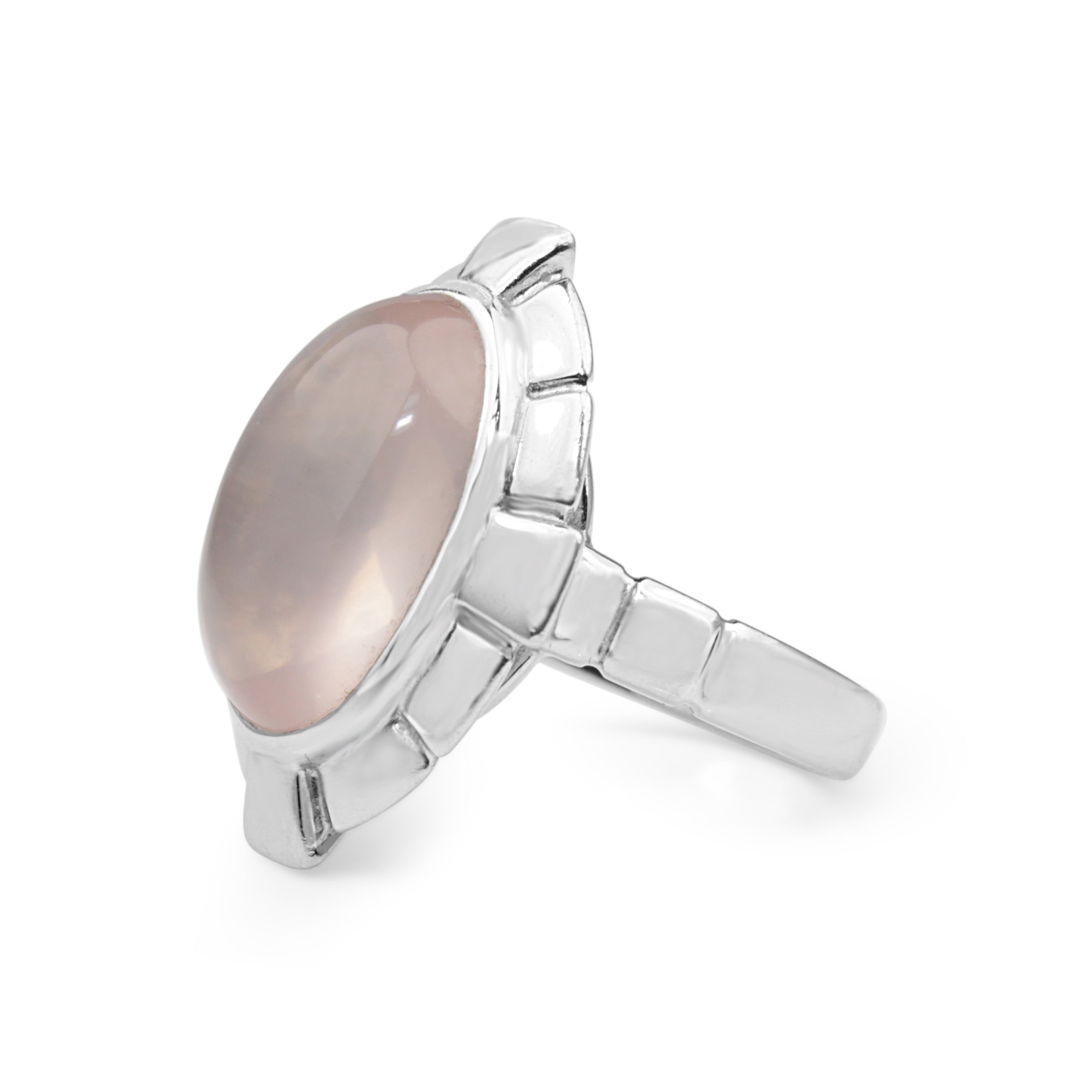 Close up Rose Quartz Ring White Gold Burlington Jewellery