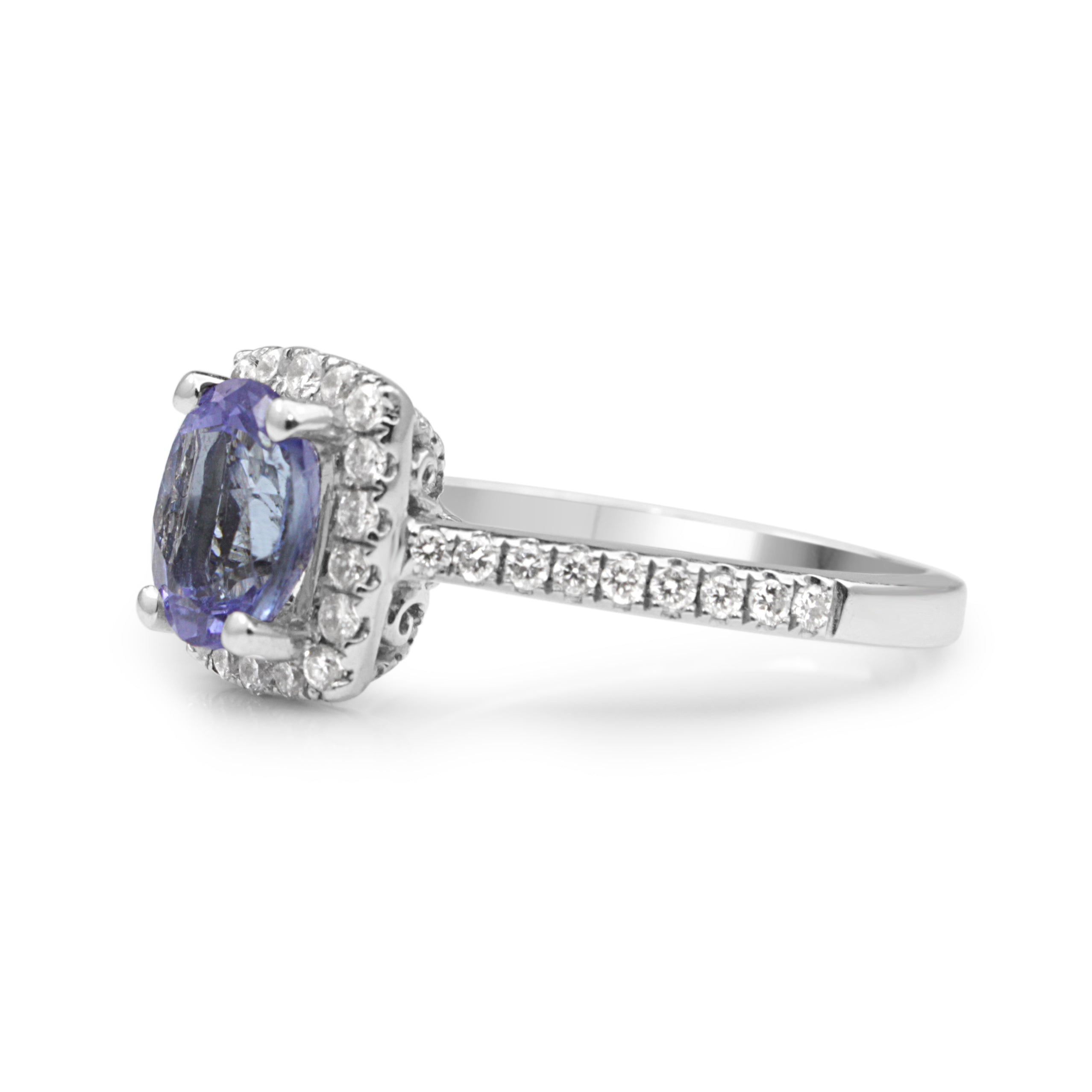 Luxury Tanzanite Engagement Ring in White Gold