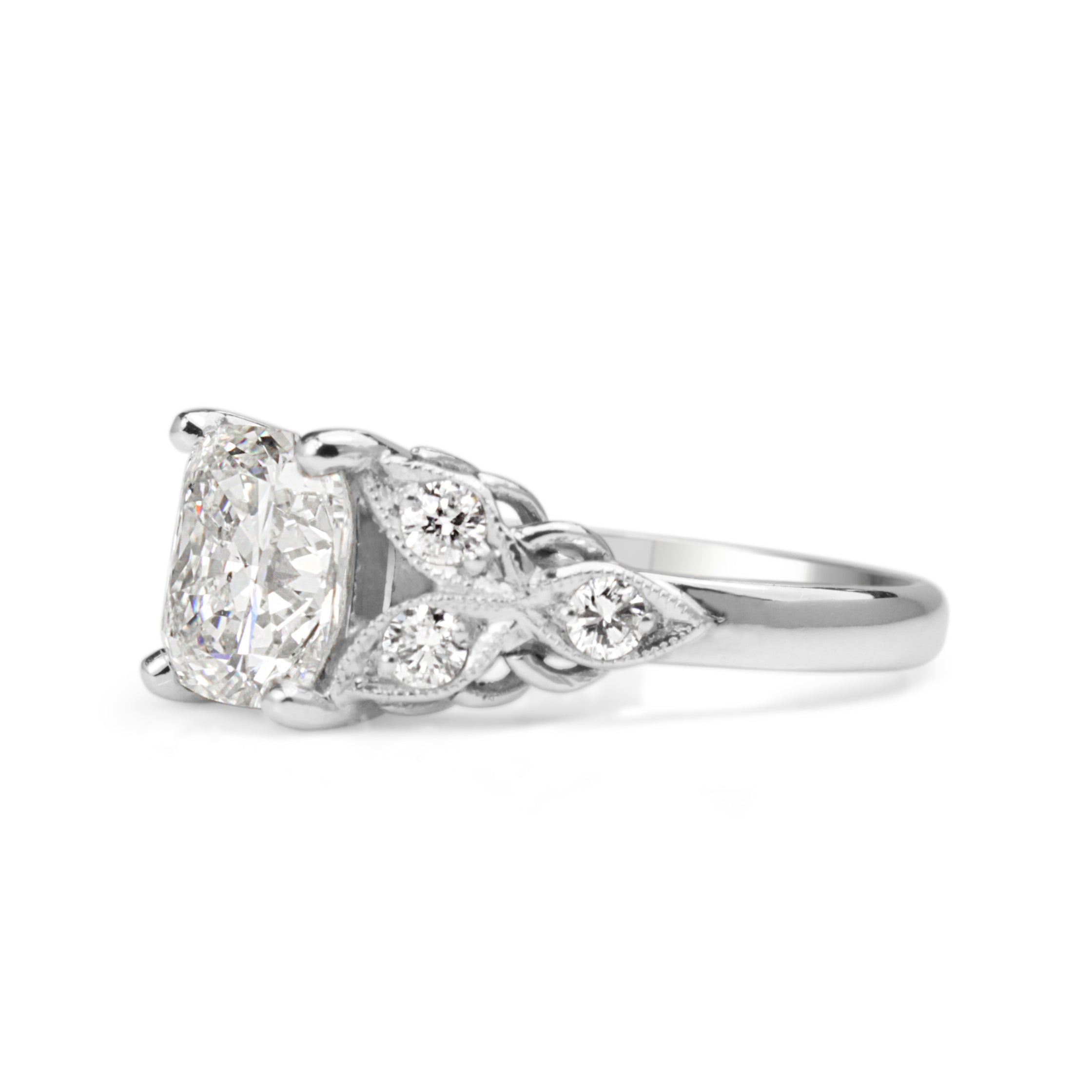 Luxury engagement ring detail cushion diamond sparkle