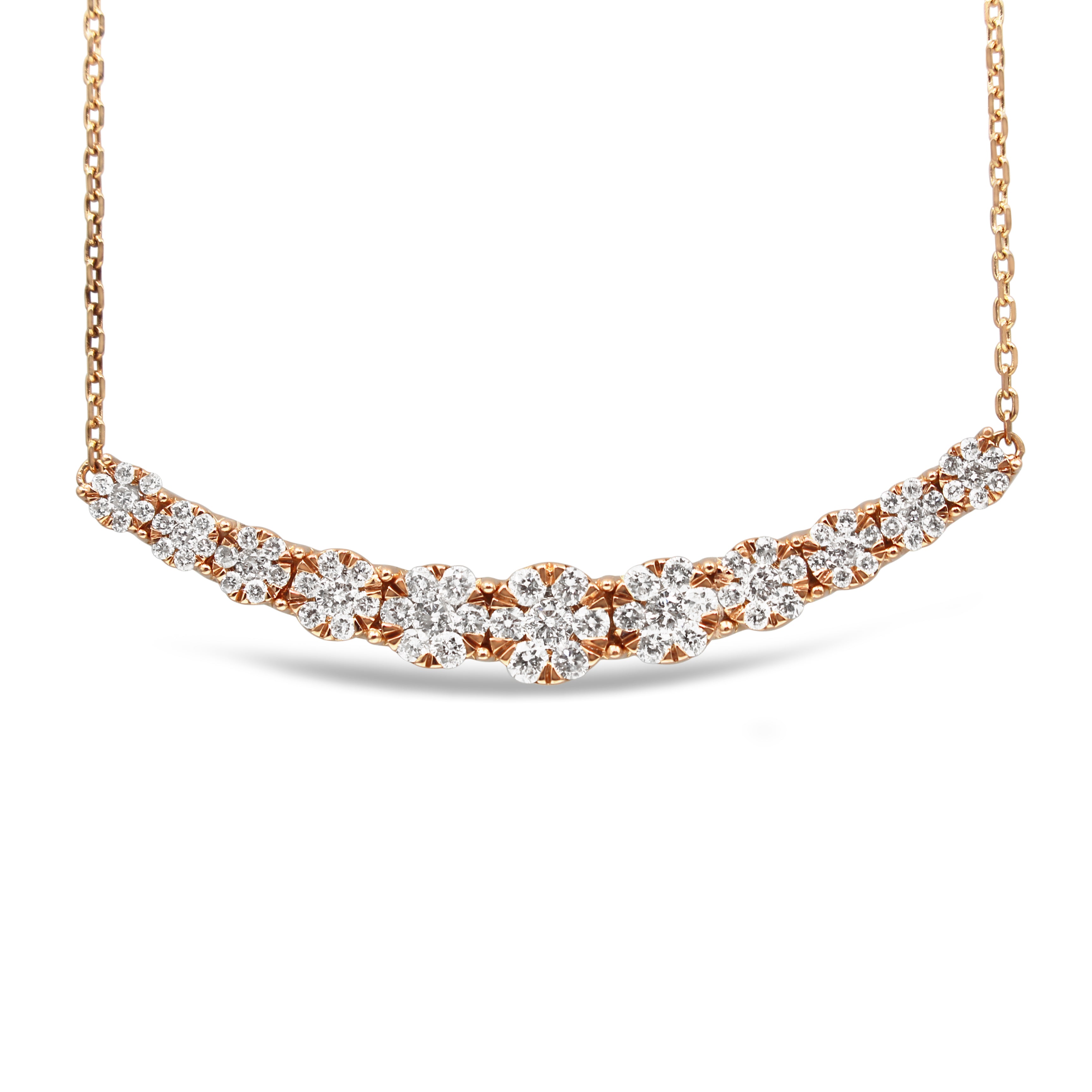 14ct Rose Gold Diamond Cluster Necklace