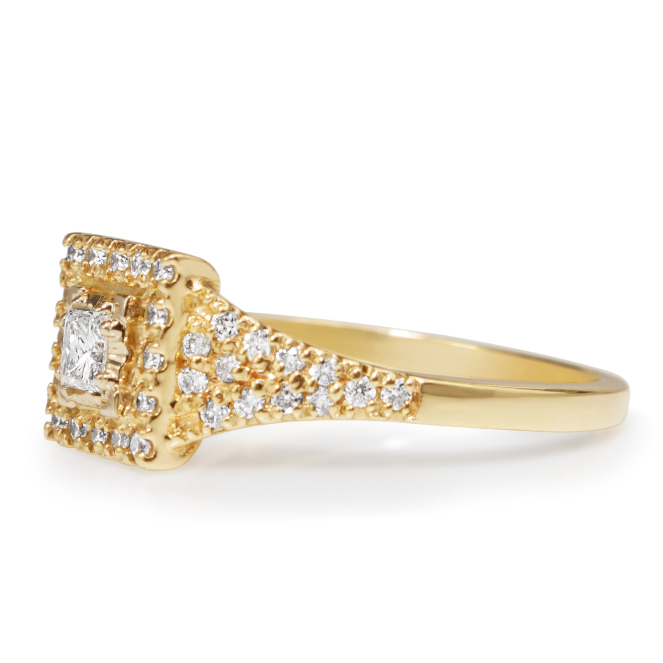 10ct Yellow Gold Square Diamond Halo Ring
