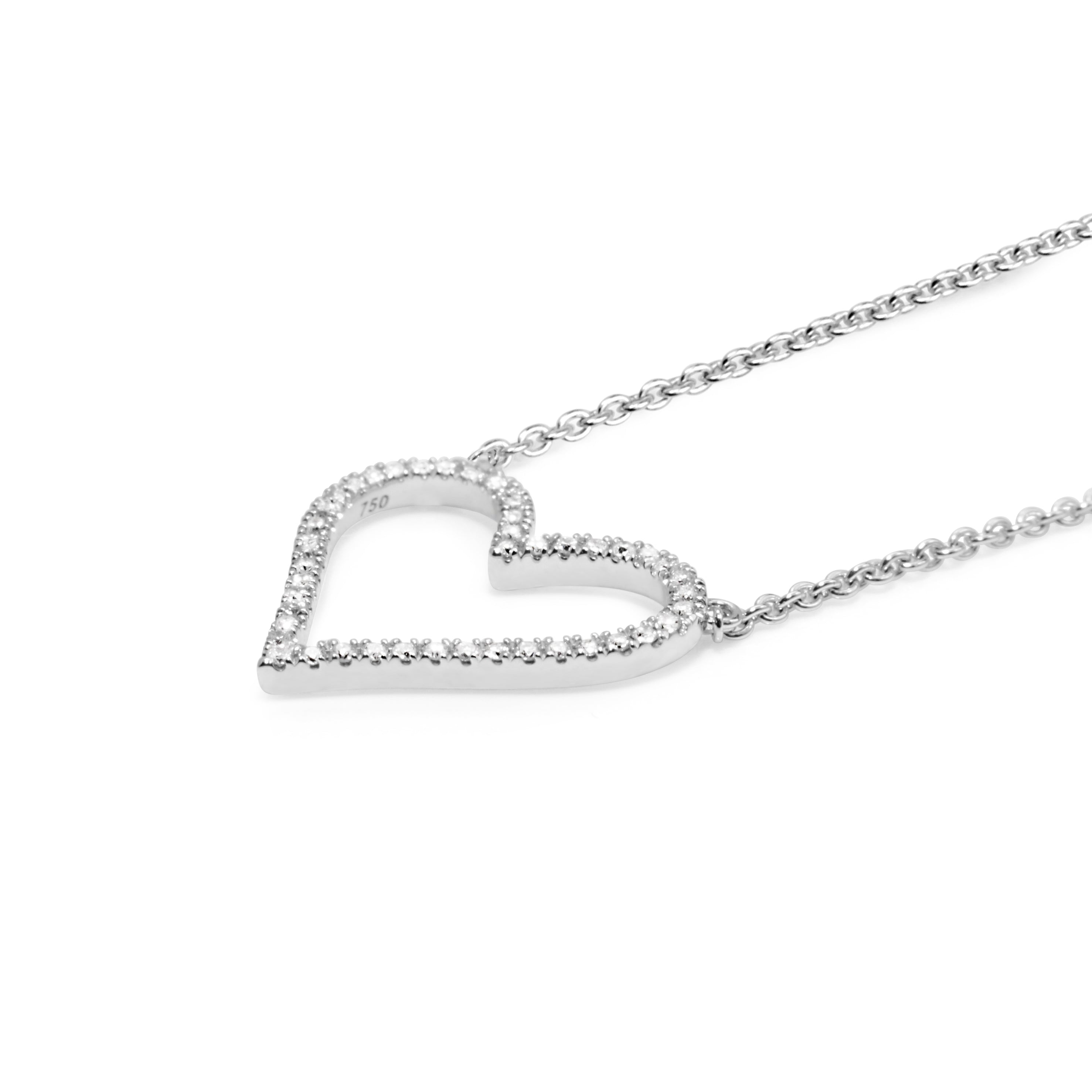 18ct White Gold Diamond Heart Necklace