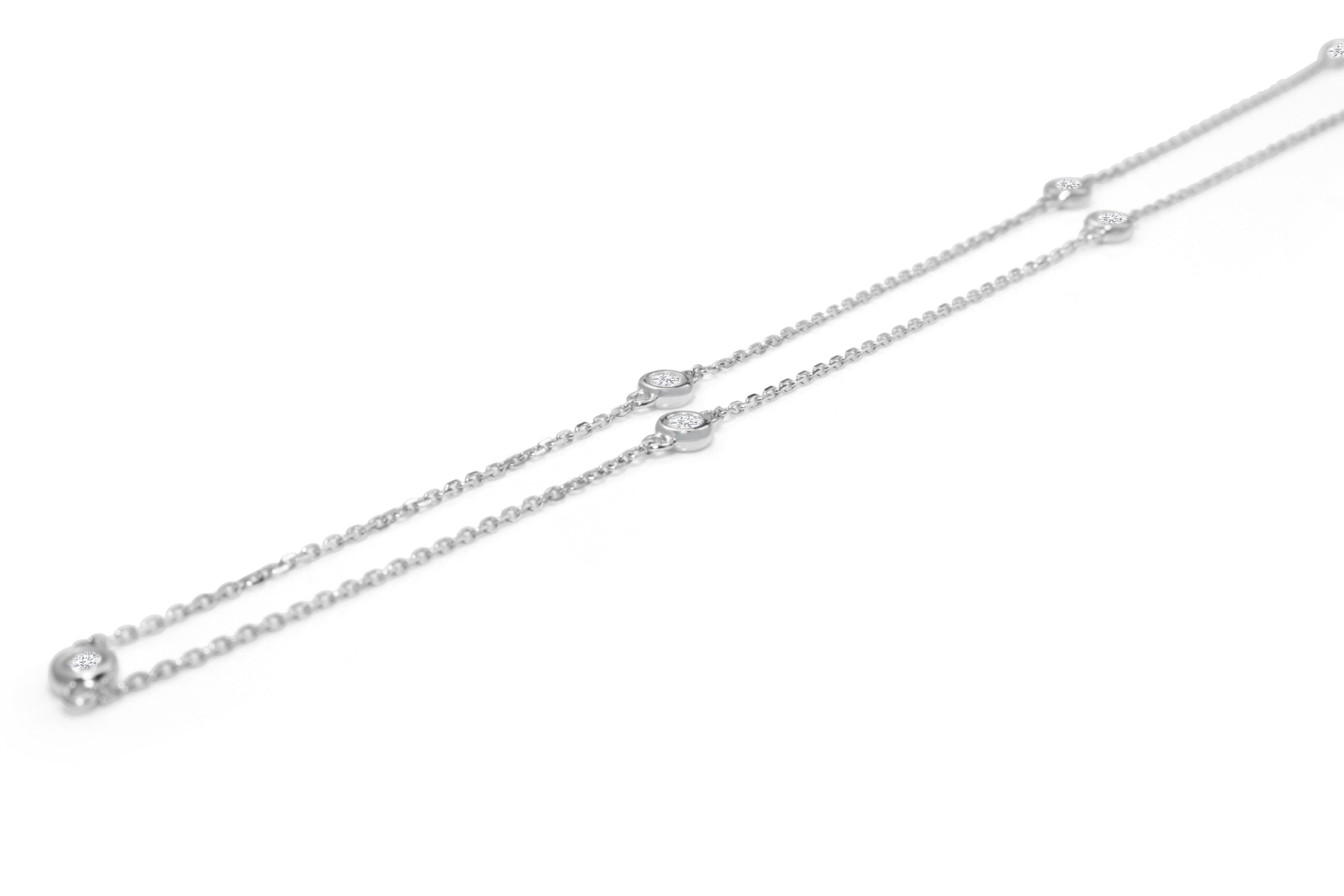 Close‑up sparkling diamond necklace on 18ct white gold